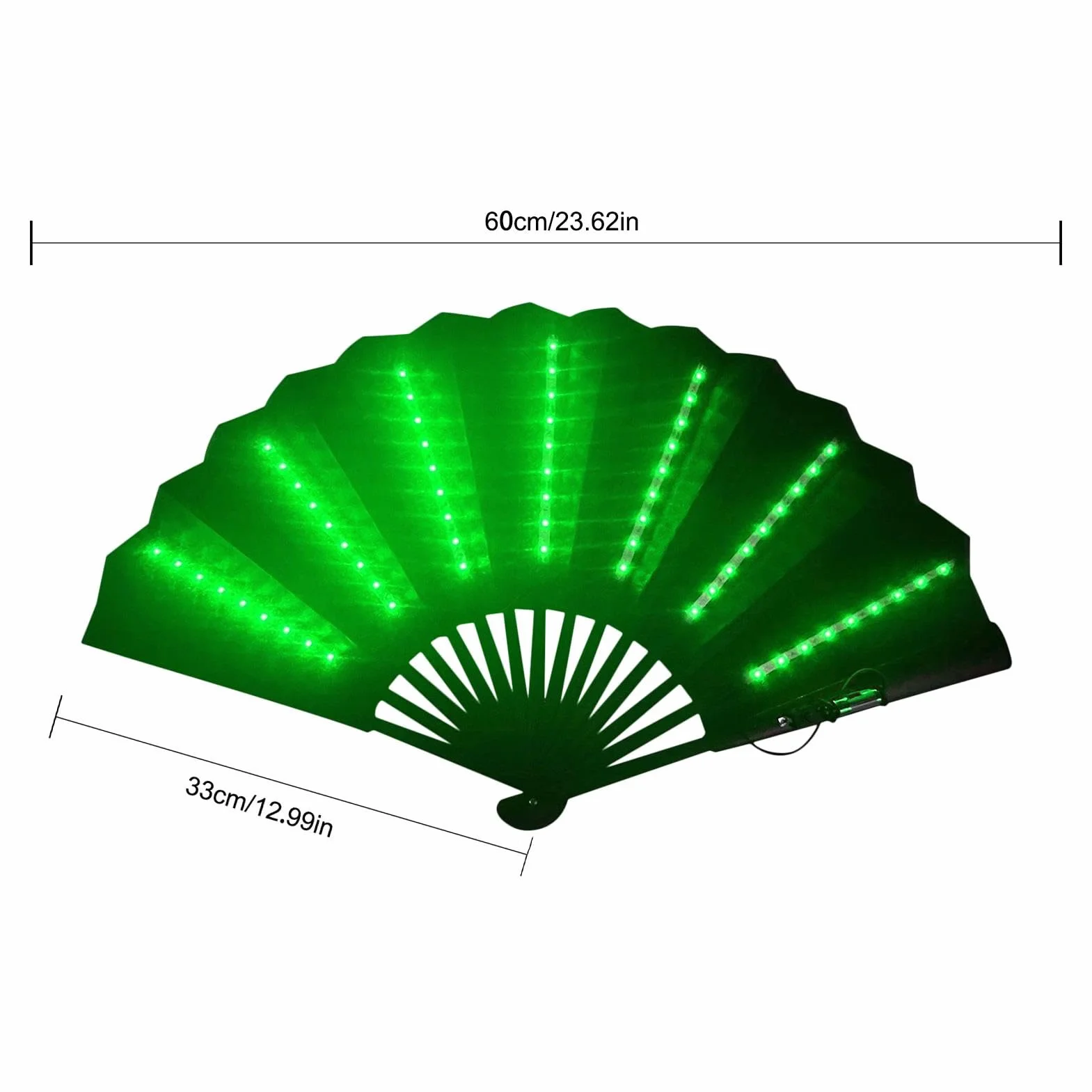 Abanico de mano plegable iluminado para festivales, multiusos de viaje