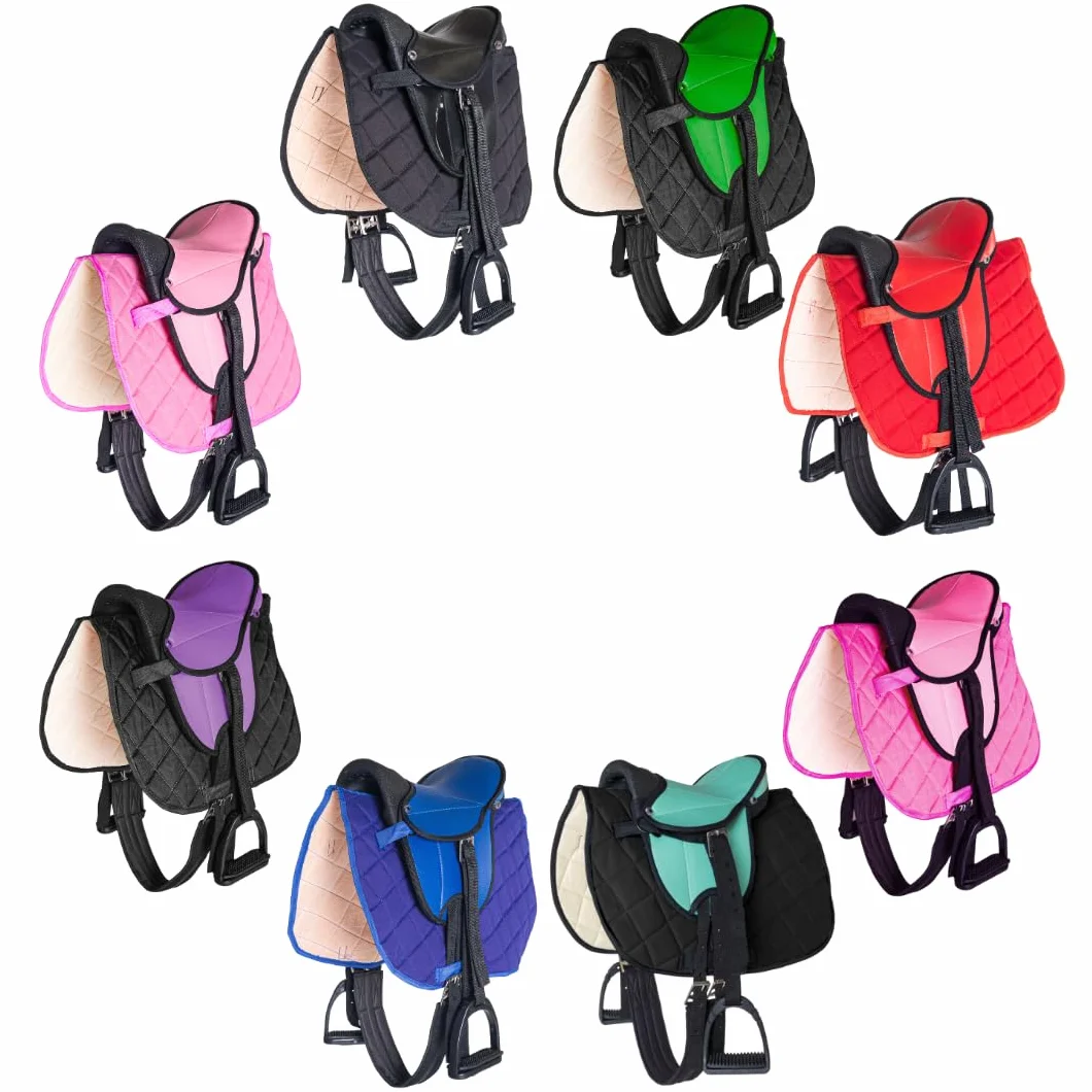 PFIFF 103106 - Juego Completo de sillín para niños Shettys o Caballos de Madera, Color Negro