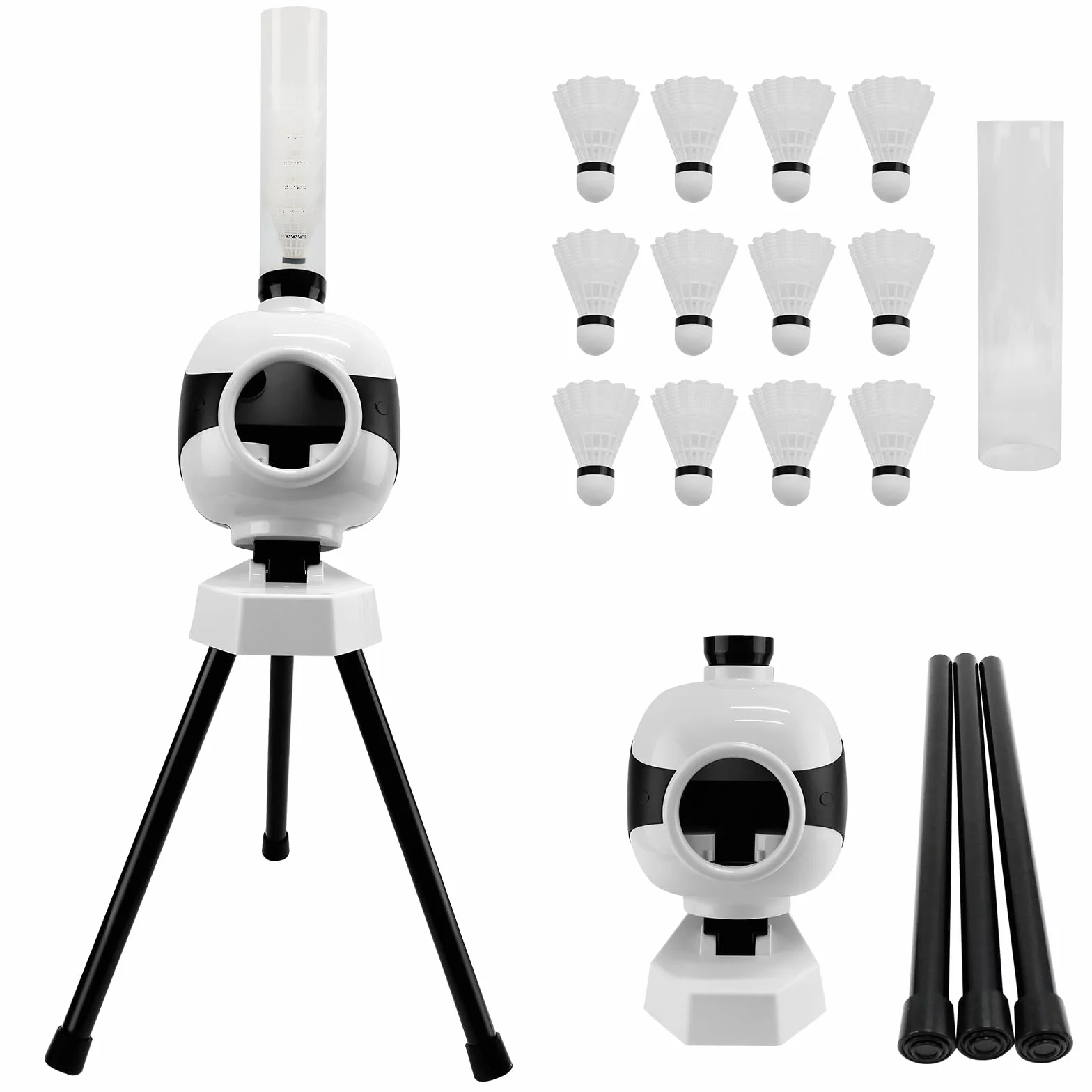 JAOGAUS Macchina per Servire Badminton con 12 Palline, Lanciatore Portatile per Allenamento Indoor e Outdoor