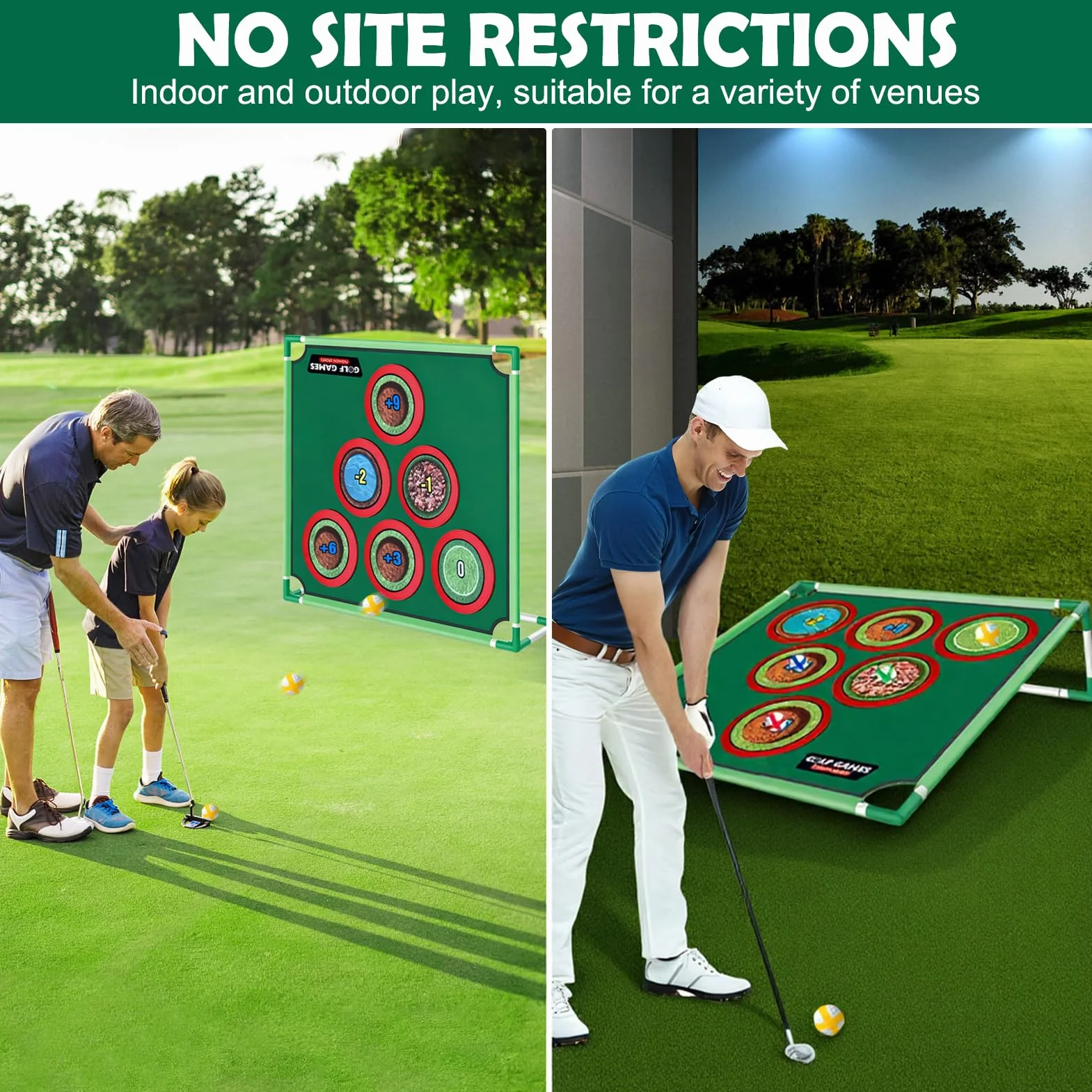 Juego de golf para casa con alfombrilla de putt, bolas adhesivas y bolsa de transporte
