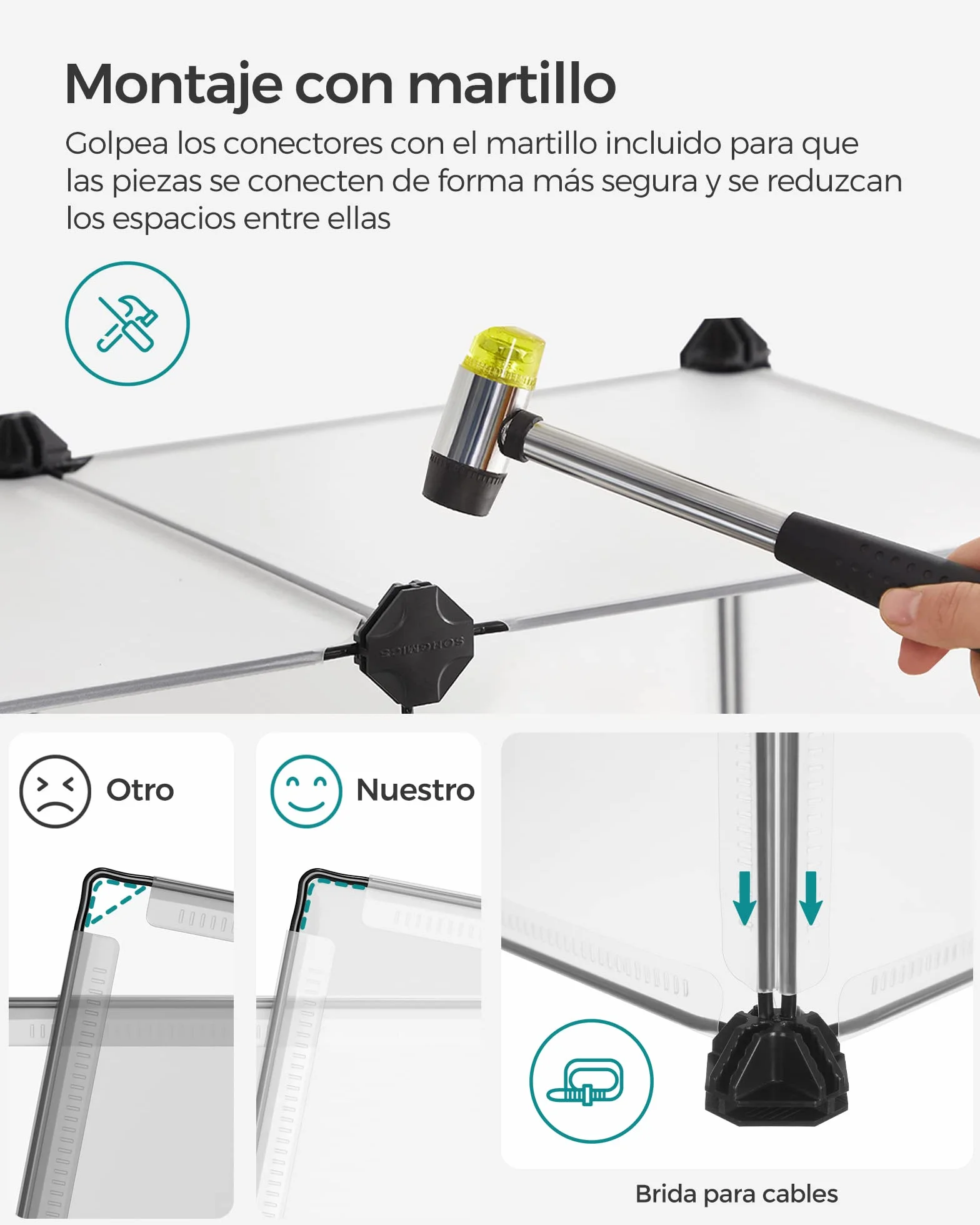 SONGMICS Valla para Mascotas, Parque para Cobayas con Suelo, Recinto Interior de Plástico Transparente para Hámsters, Conejos, Erizos, para Animales Pequeños, 143 x 73 x 46 cm, Blanco LPC02W