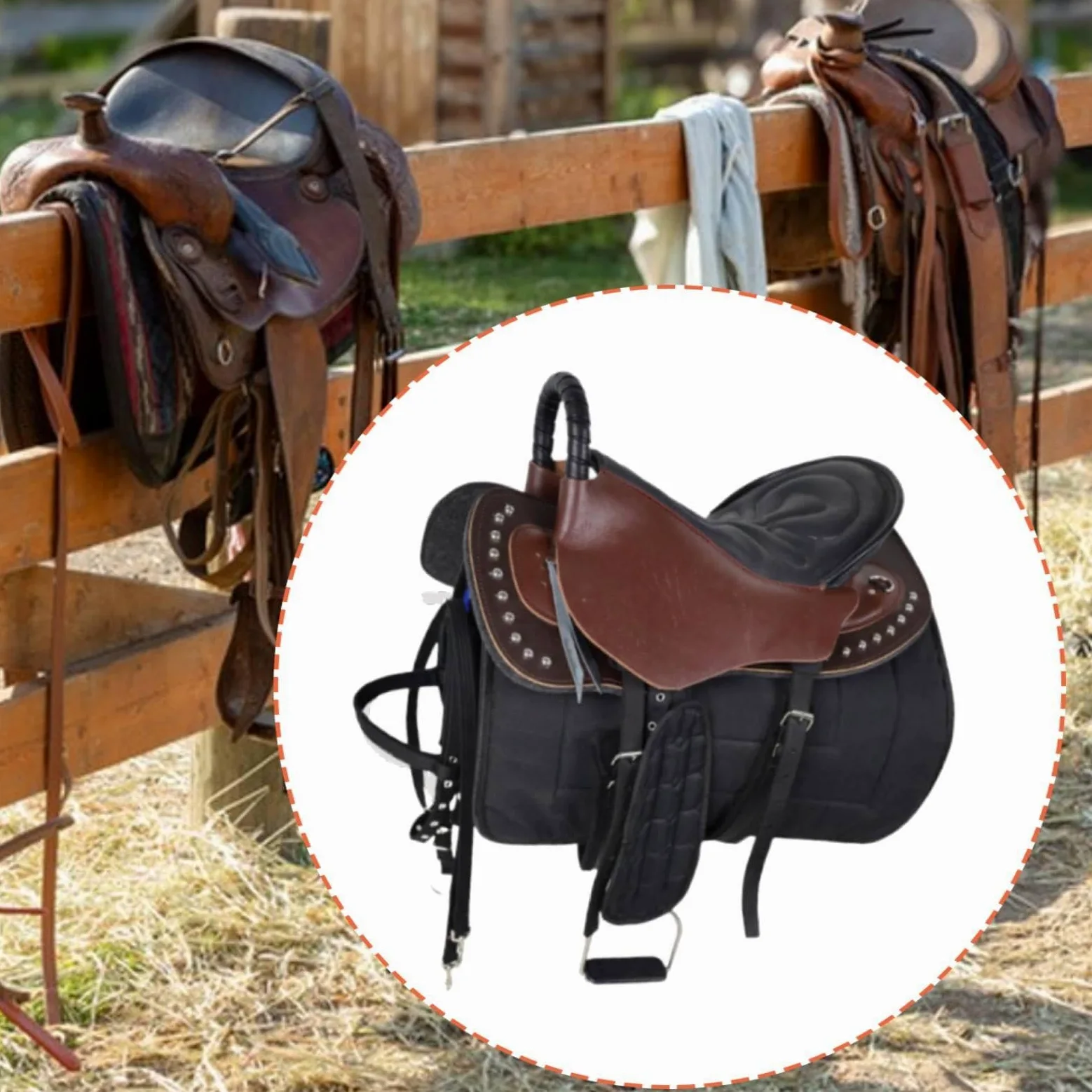 Silla de Montar para Caballo Almohadilla Antideslizante Juego de Material Resistente con Absorción de Impactos Adecuado para Principantes Form