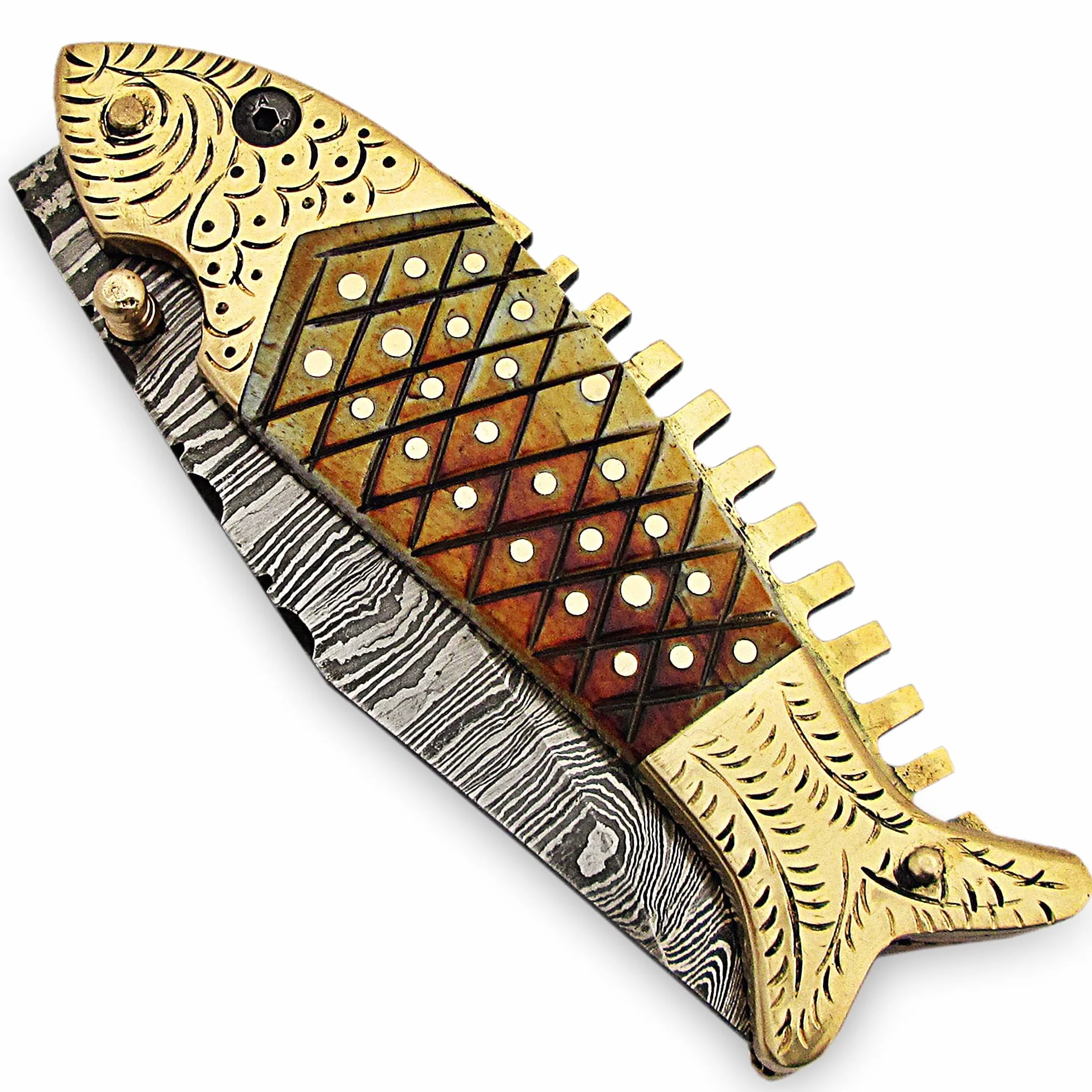 PAL 2000 KNIVES cuchillos de acero de damasco con funda de cuero