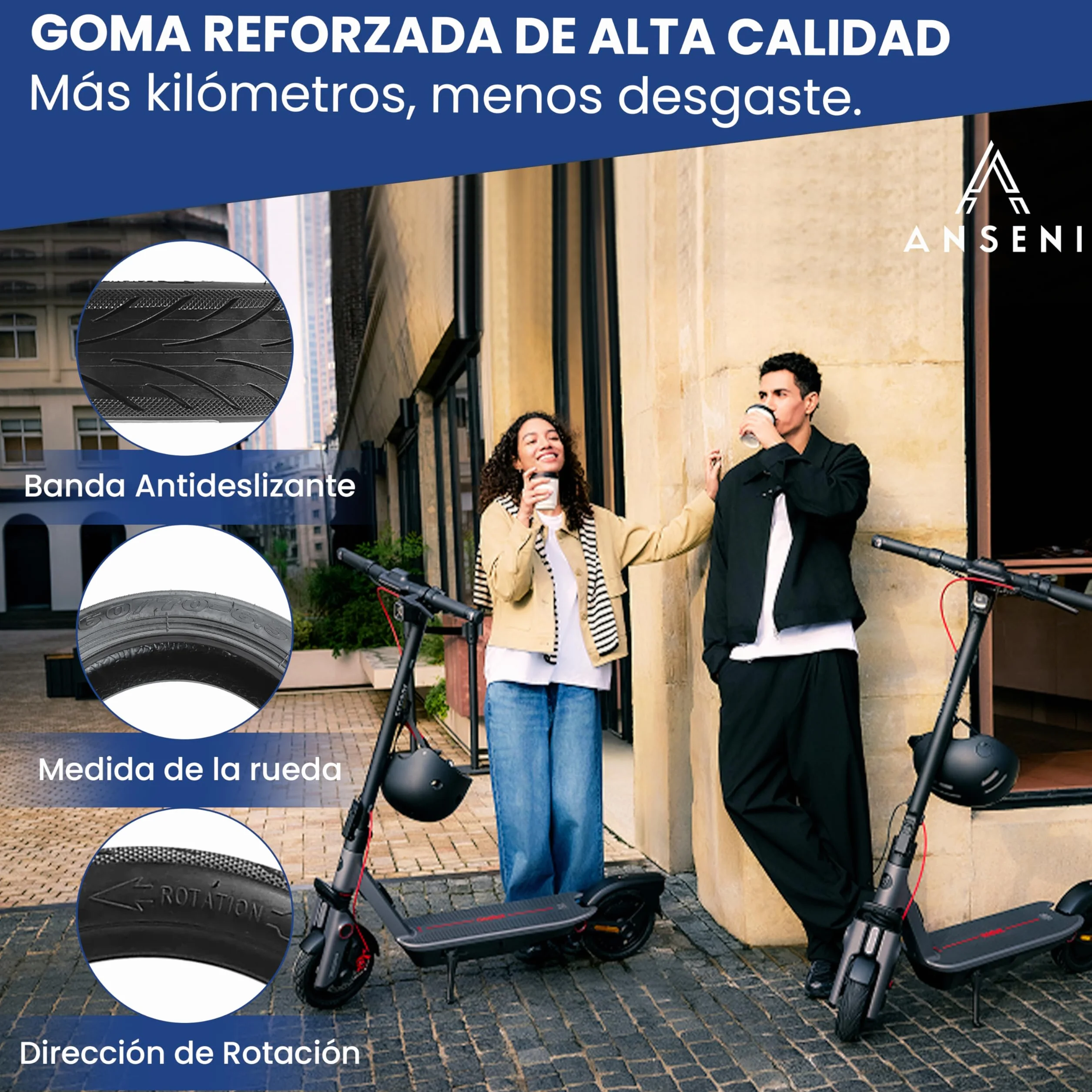 Rueda Tubeless 60/70-6.5 Neumático 10 Pulgadas 10x2.50-6.5 para Segway Ninebot E3 E, Max G30/G30D, Xiaomi 5/5 Pro/5 Max, Smartgyro K2