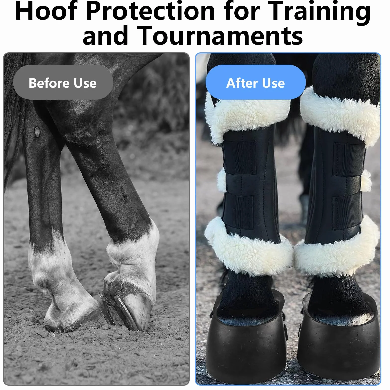 1 Par Botas de Goma para Cascos, Protección para Cascos de Caballos, Antideslizamiento Botas de Goma para Caballos, Herraduras para Cascos Lesionados, Diseñado para Soporte en Lesiones (M)