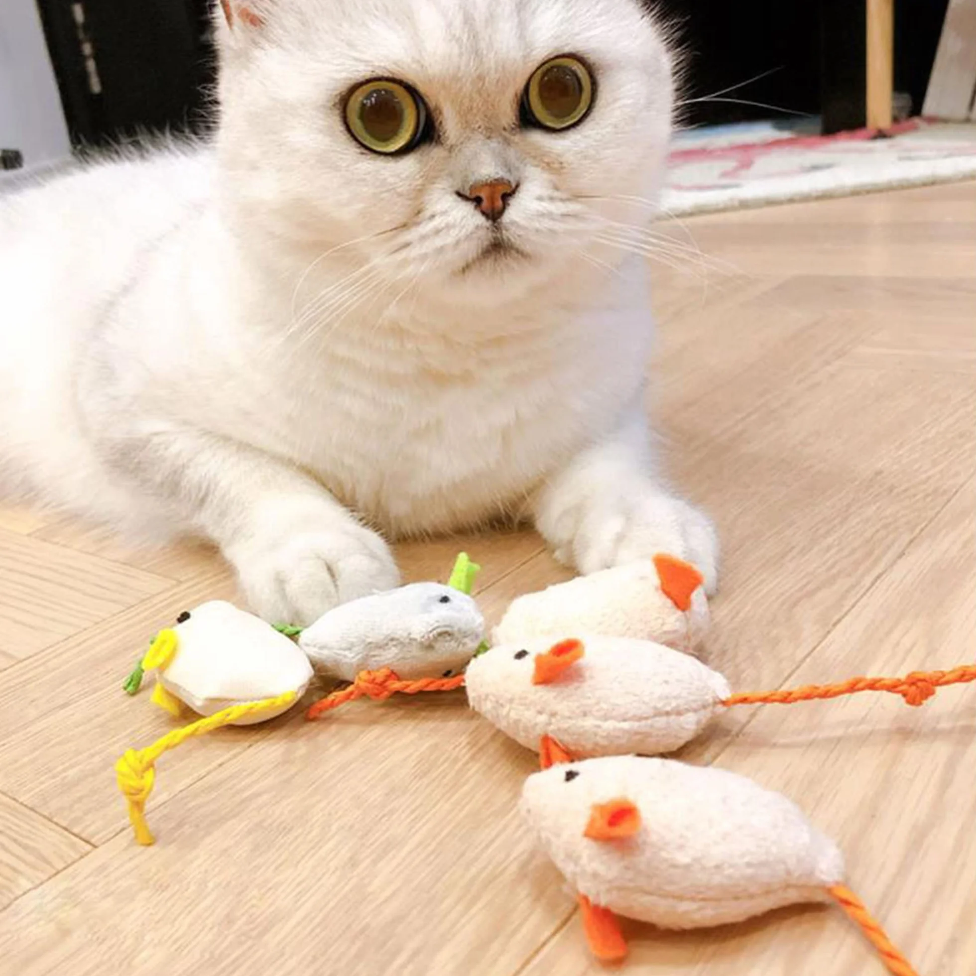 KTL 6 Paquetes de Juguetes para Gatos Interactivo Juguetes para Ratones Catnip para Gatos Peludo Ratón Gato Gatito Que juegan a Masticar Dientes Limpieza Realista Juguete de Felpa