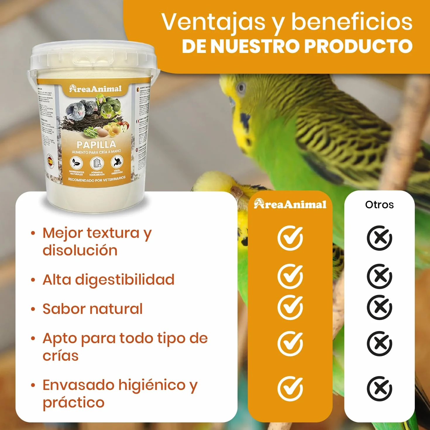 Papilla Pajaros 800G, Papilla Agapornis, Papilla para Jilgueros y Ninfas Papilleras, Alimento para Aves de Cualquier Tipo, Comida Agapornis, Comida Canarios... en Fase de Embuche