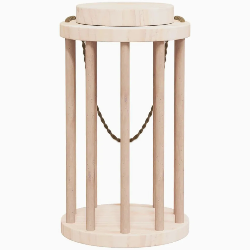 Heno para conejos de madera maciza de abeto, diámetro 15 x 25,5 cm, con tapa extraíble y asa de cordón, dispensador de heno para animales pequeños, adecuado para conejillos de indias