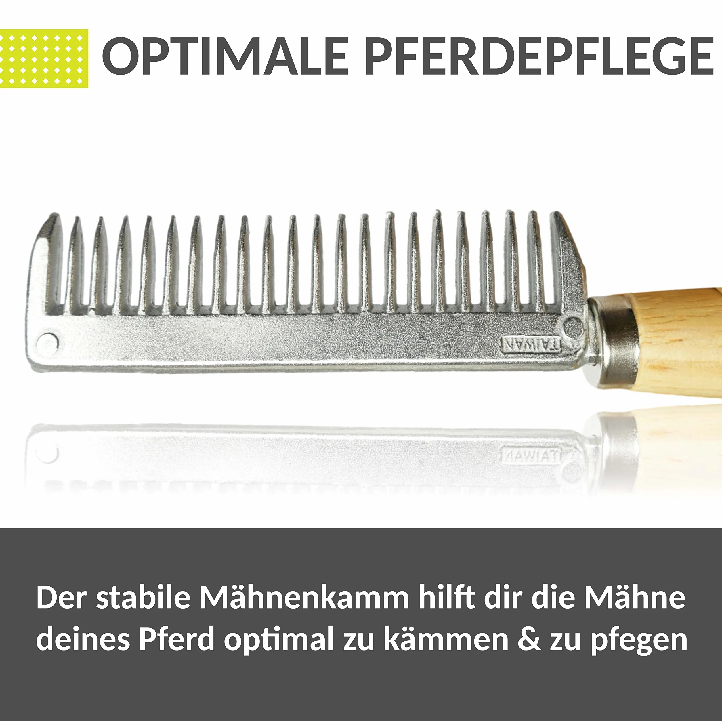 Peine para crines para caballo, burro de metal con mango de madera estable (2 x mango de madera)