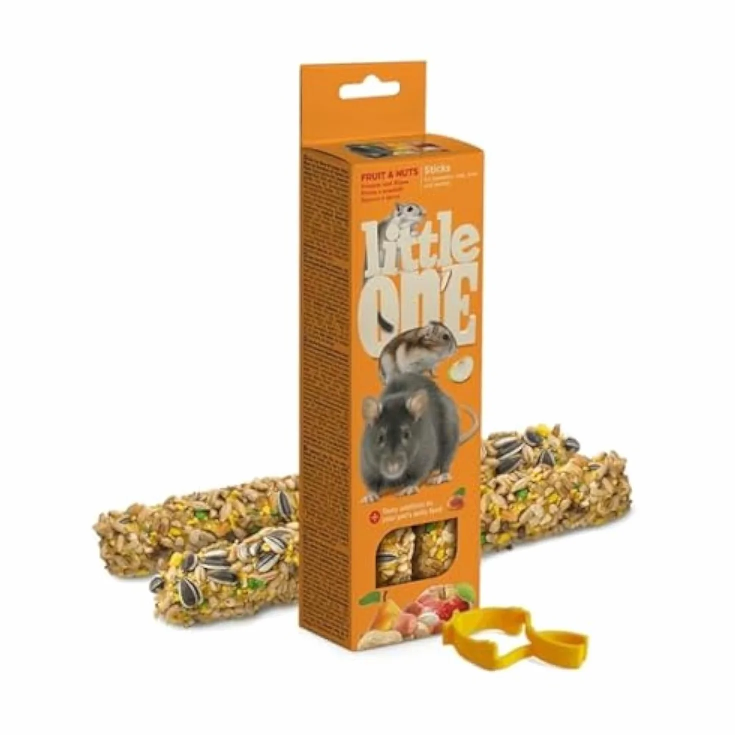 Little One Fruit & Nuts Sticks | 120 g (2 x 60 g) | Snack complementario para hámsters, Ratas, Ratones y jerbos | con Frutas y nueces | Fácil de Sujetar