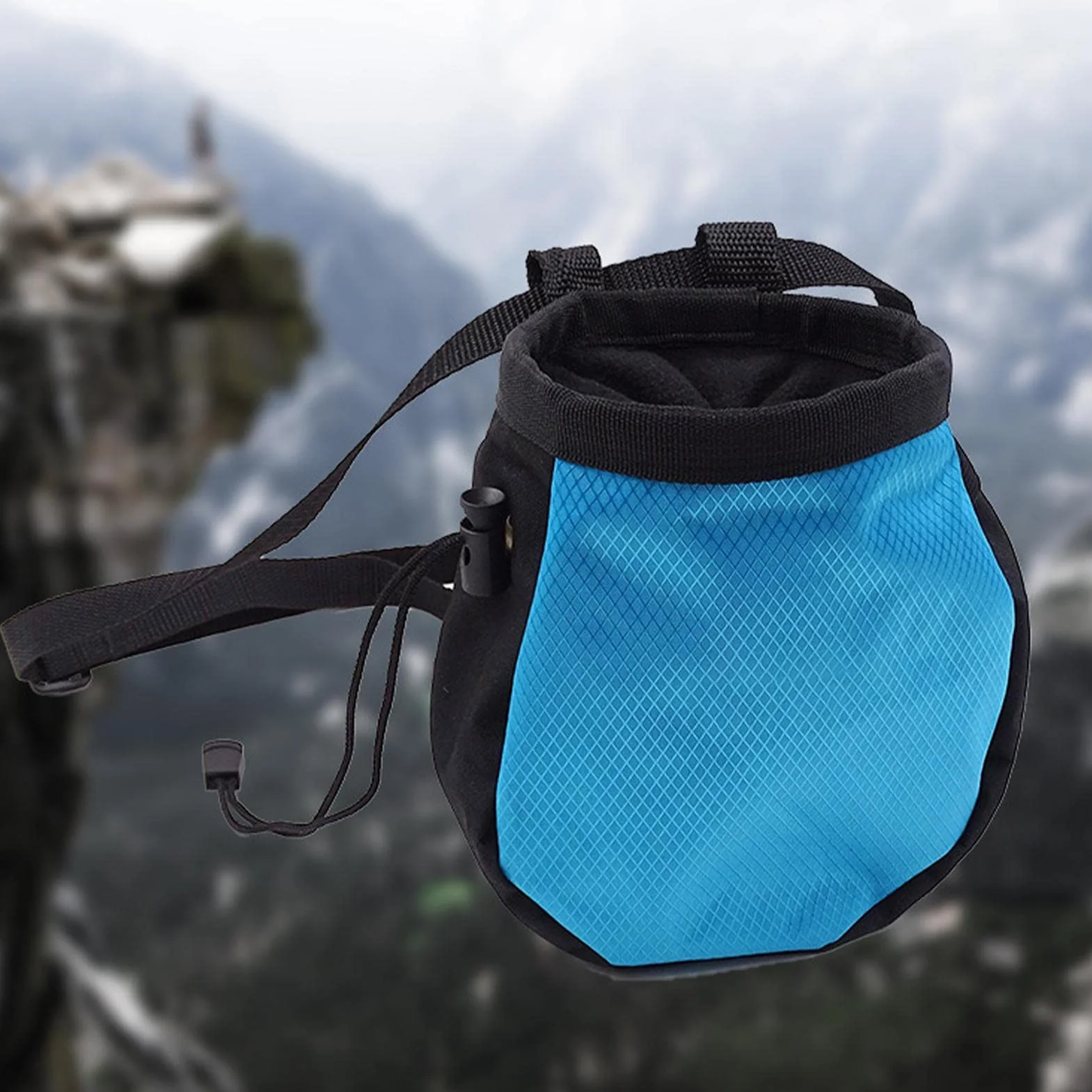 Bolsa de Tiza para Escalada en Roca con Bolsillo Cremallera y Cinturón Ajustable