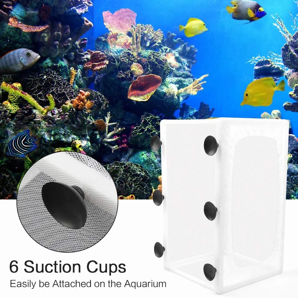 Incubadora de Peces de Acuario 2 Piezas Caja de Aislamiento de Peces, Red de Aislamiento para Acuarios con ventosa, para peces bebé, 26 x 15 cm