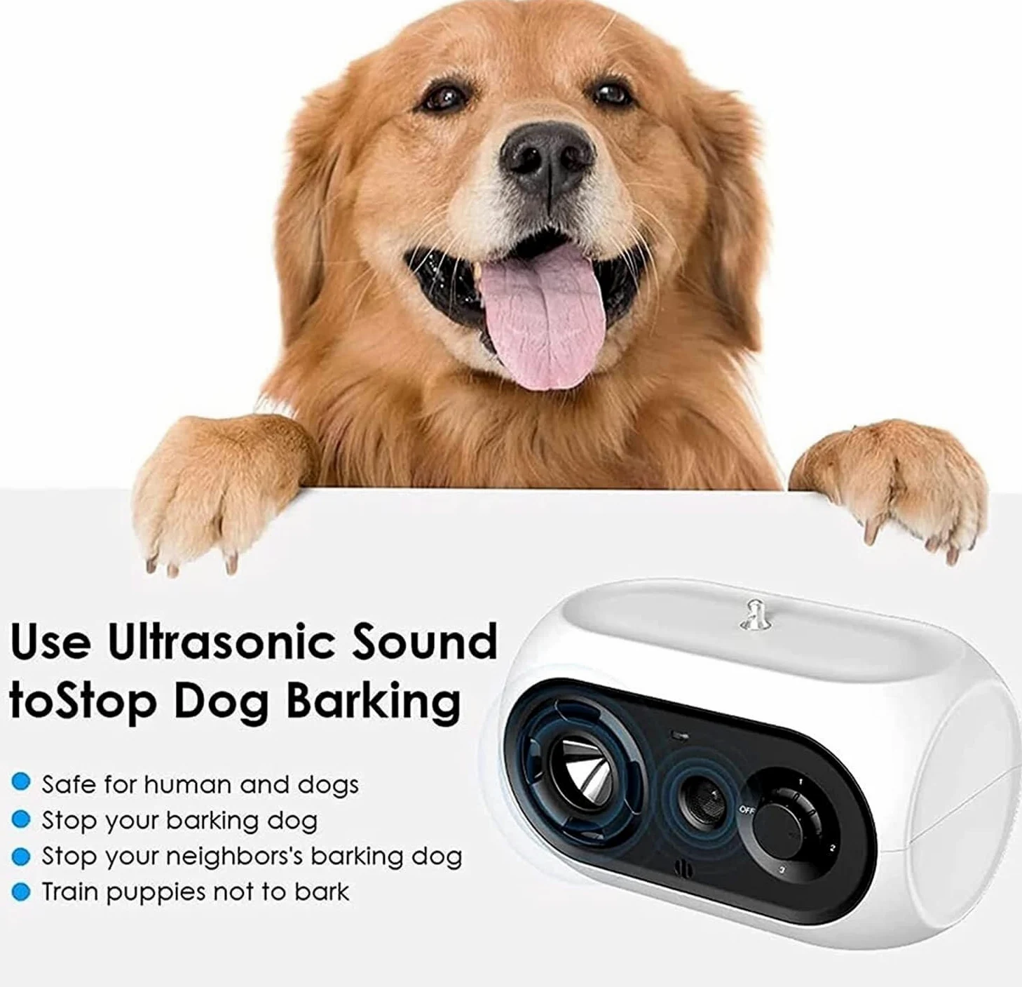 Dispositivo ultrasónico for adiestramiento canino, Control de ladridos for Perros pequeños, medianos y Grandes, disuasorio, con Alcance hasta 15 Metros, Seguro for Humanos
