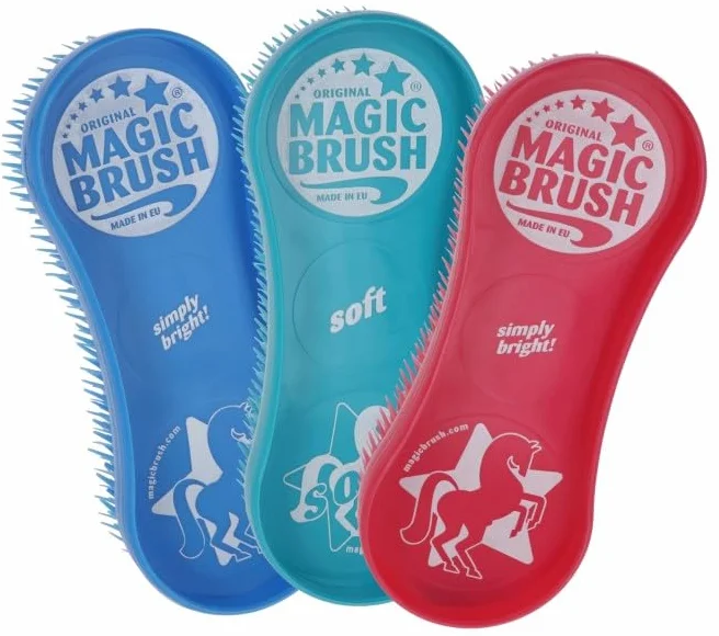Kerbl Original Magic Brush - Juego de 3 cepillos para caballos, cuidado de caballos, cepillo de masaje, jellyfish