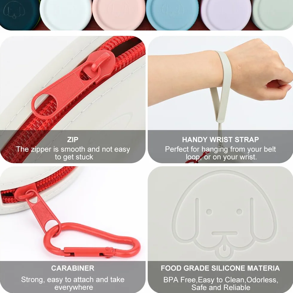 Bolsa de Silicona para golosinas para Perros,con clicker para Perros,Caminar para Mascotas para Perros y Gatos,tamaño de Bolsillo,fácil de Limpiar,diseño de Cremallera(Verde Oscuro)