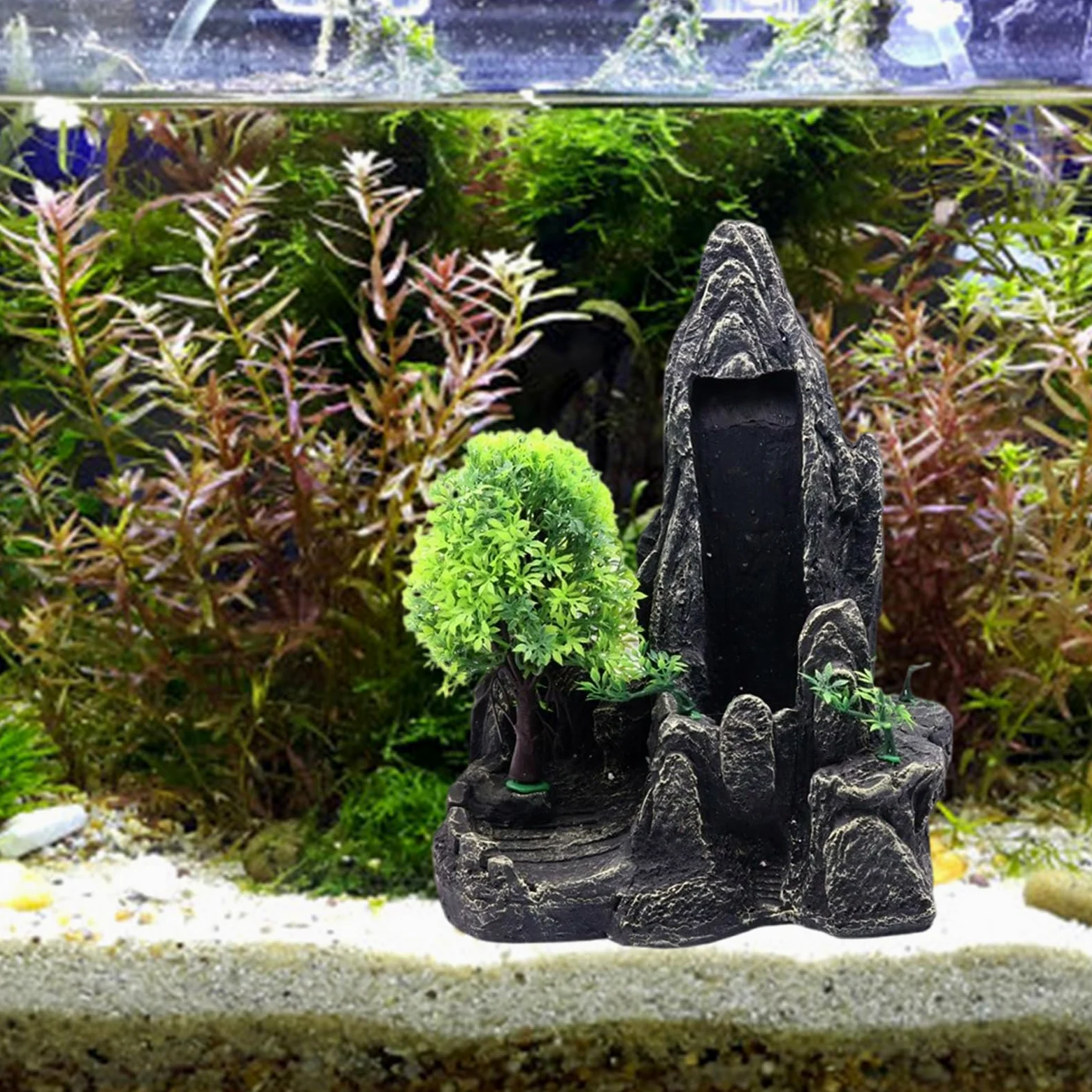 Acuarios jardín de rocas cría decoración de montaña acuario accesorios de paisajismo pantallas estéticas decoraciones de acuario grandes figuras ornamentales de cueva