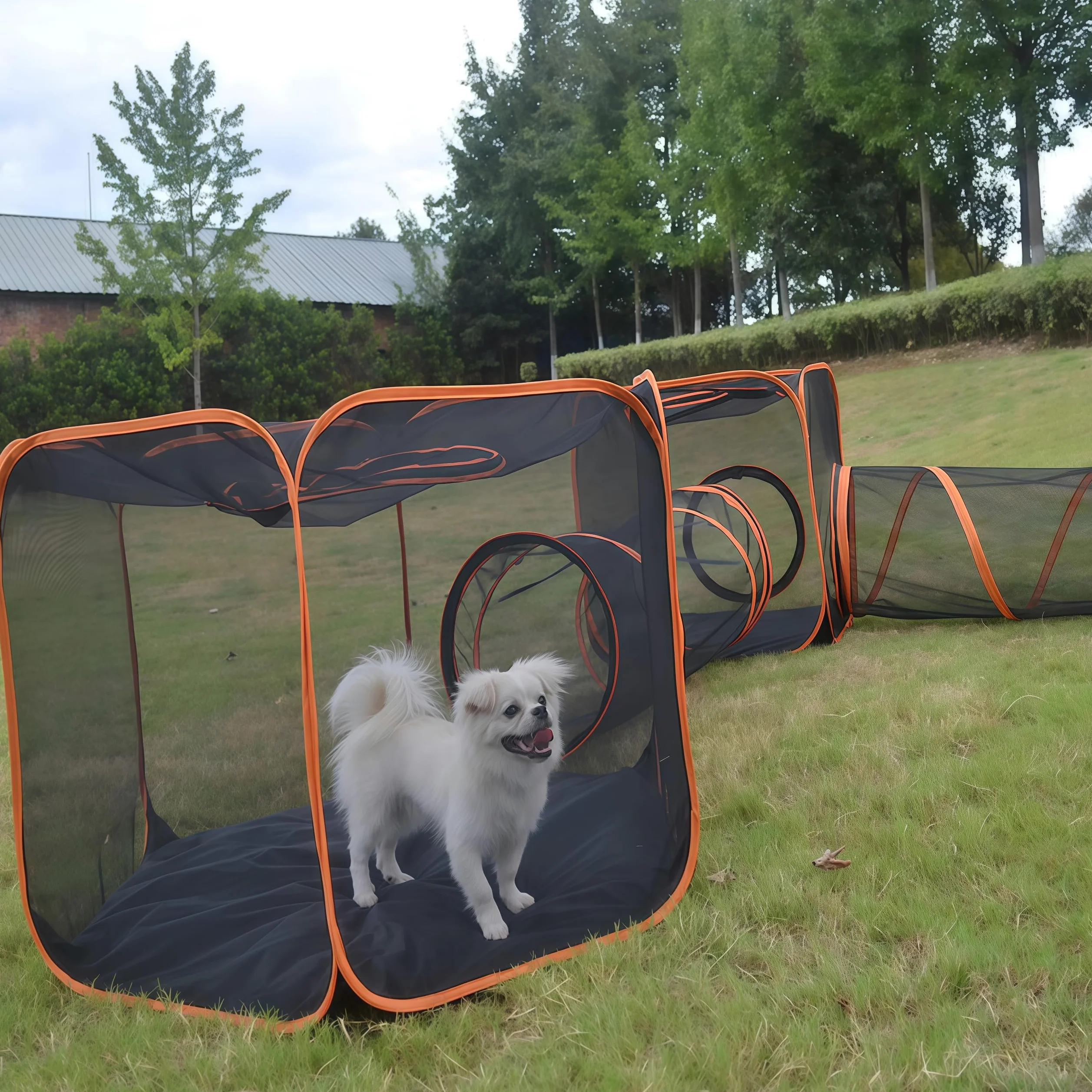 Recintos para gatos al aire libre con tiendas de campaña portátiles de malla desplegable y túneles de juego, casa de juegos 6 en 1 para gatos grandes, conejos y animales pequeños