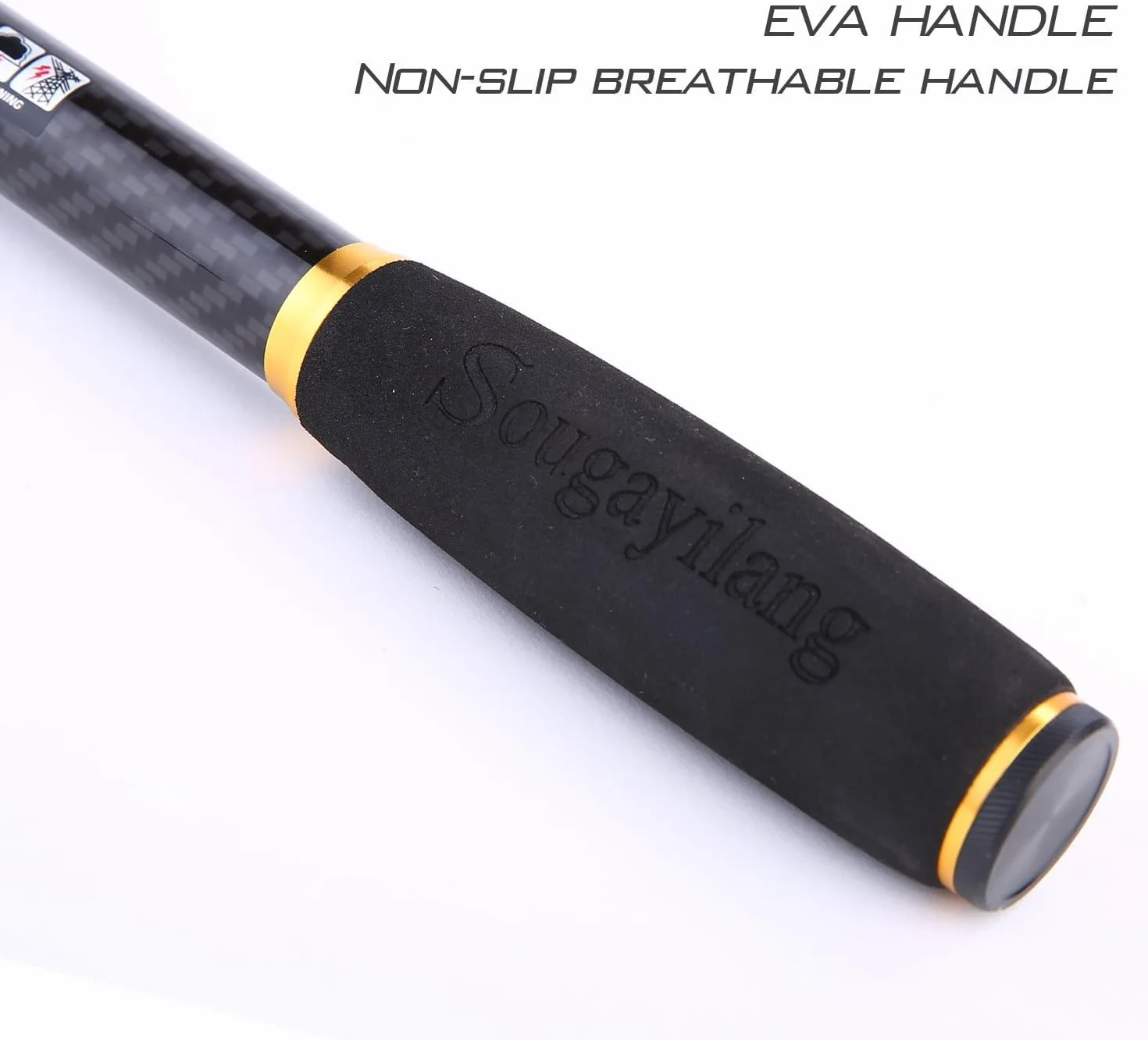 Sougayilang Caña de pescar telescópica 24 tonos fibra de carbono asiento de carrete CNC guías acero inoxidable