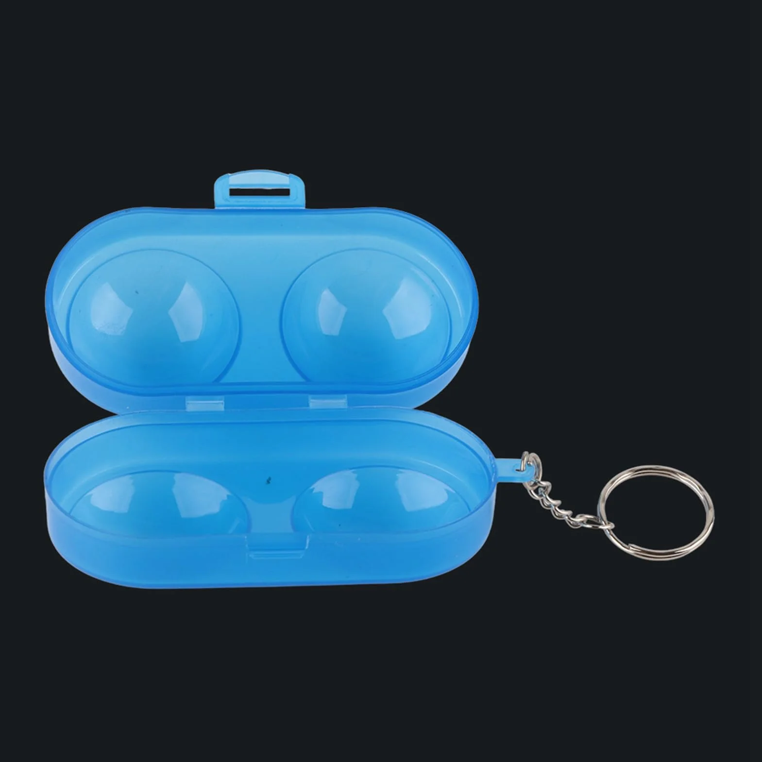Caja de almacenamiento de pelotas de tenis de mesa portátil de plástico con cadena 5 piezas Azul transparente