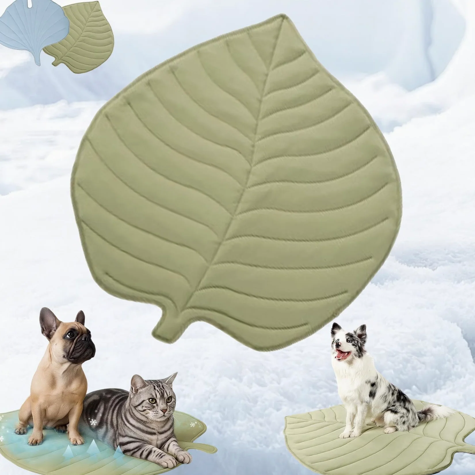 Alfombrilla de refrigeración para mascotas en forma de hoja, manta de enfriamiento reversible de verano para perros y gatos, almohadilla de autoenfriamiento lavable para sofá, cama, suelo