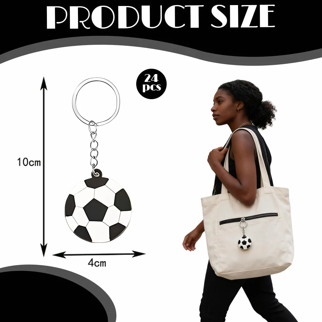 Llaveros de PVC con forma de balón de fútbol para bolsos y mochilas