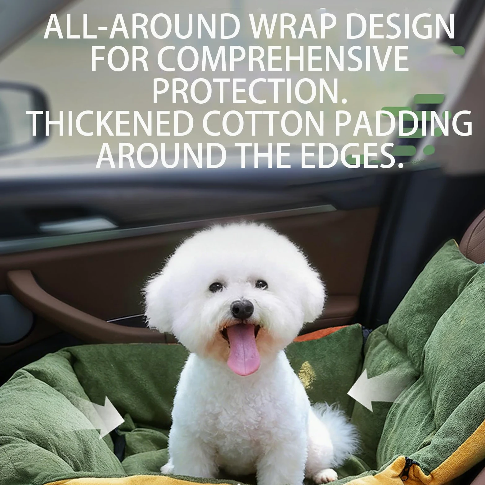 Asiento De Coche Del Perro Con Bolsillos Y Cinturón De Seguridad Suave Cama 2 En 1 | Asiento De Coche Para Viajes SUV Asiento Delantero Y Trasero Viaje por Carretera Diario Viaje Cachorro Compras