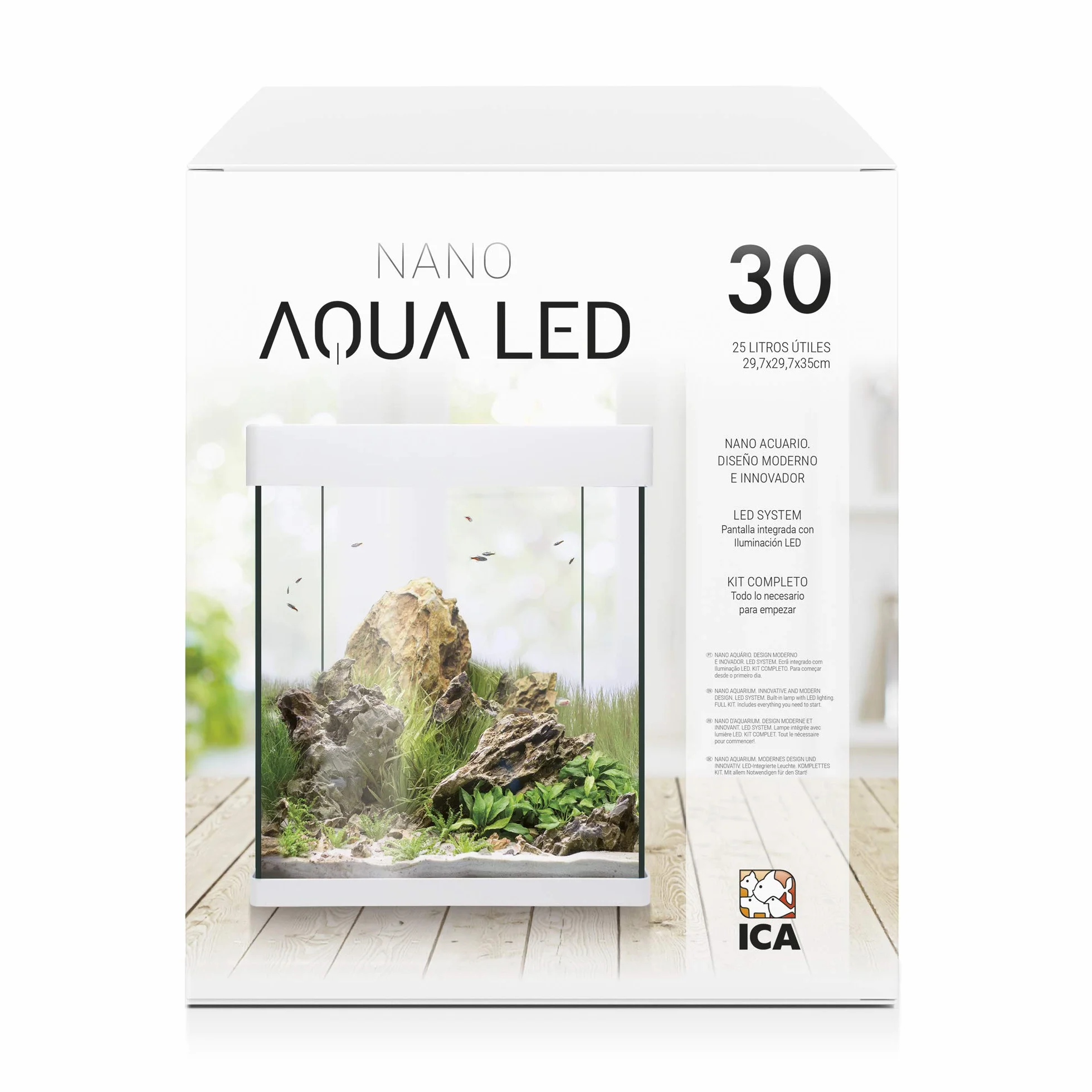 ICA KNA30 NANO Aqualed Crystal - Kit acuario, Blanco