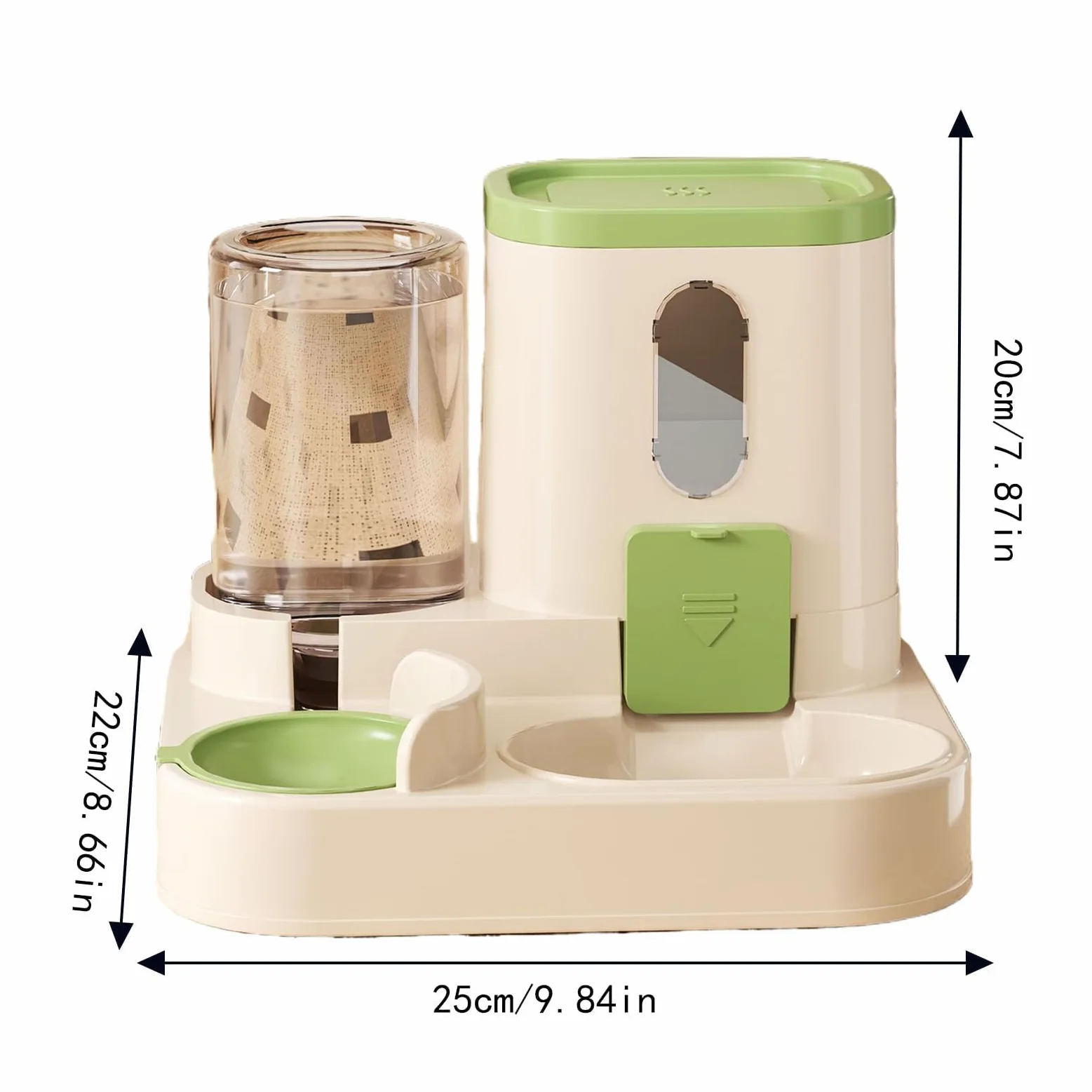 comedero automático para Gatos, Comedero automático for Mascotas pequeñas (Gatos, Perros y Otros Animales) con depósito Transparente for Rellenar fácilmente(Green)