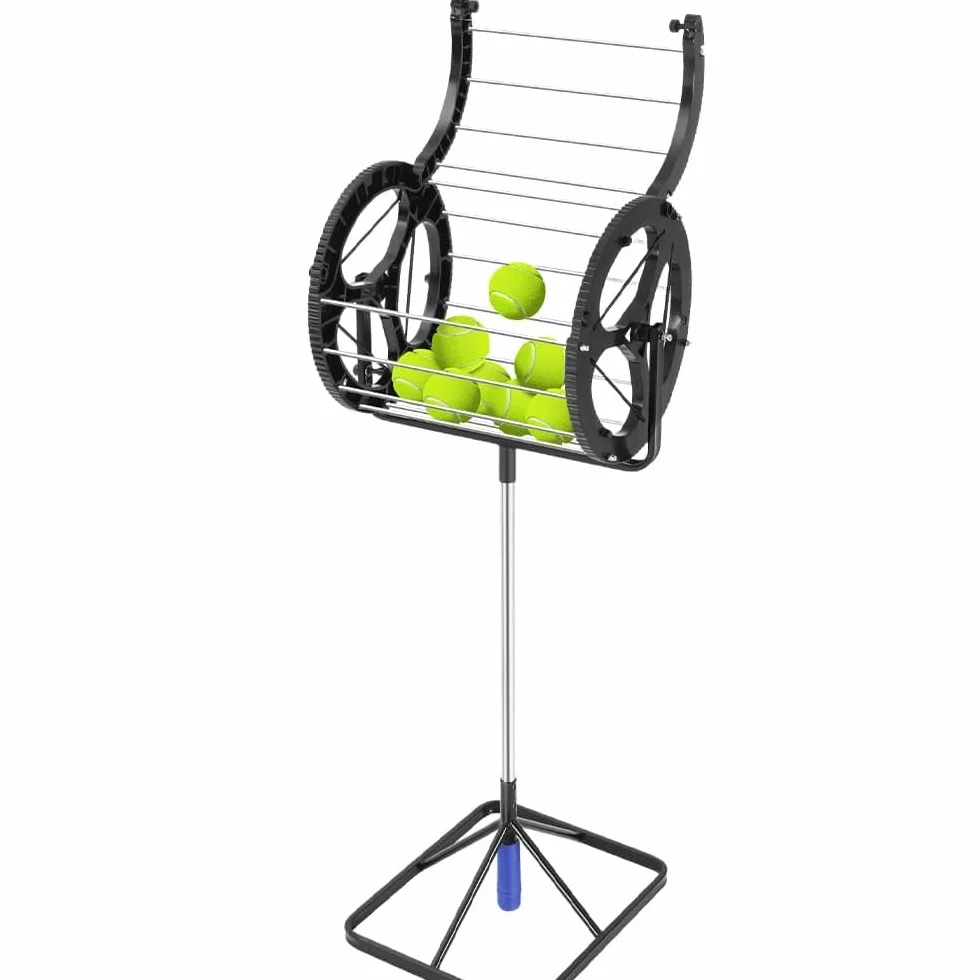 Recogedor automático de pelotas de tenis 2 en 1, capacidad 80 pelotas, mango y rodillo para entrenamiento