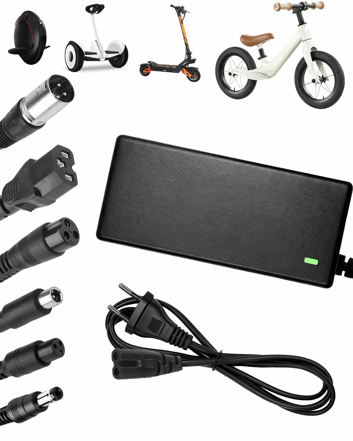 42V 2A Cargador Patinete Electrico para Hoverboard 36V Universal con 6 Conexiones M365 EU Plug