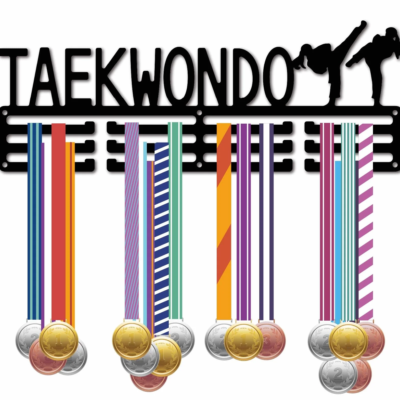 CREATCABIN Soporte para Medallas Taekwondo Expositor Metálico de Pared 40x15 cm