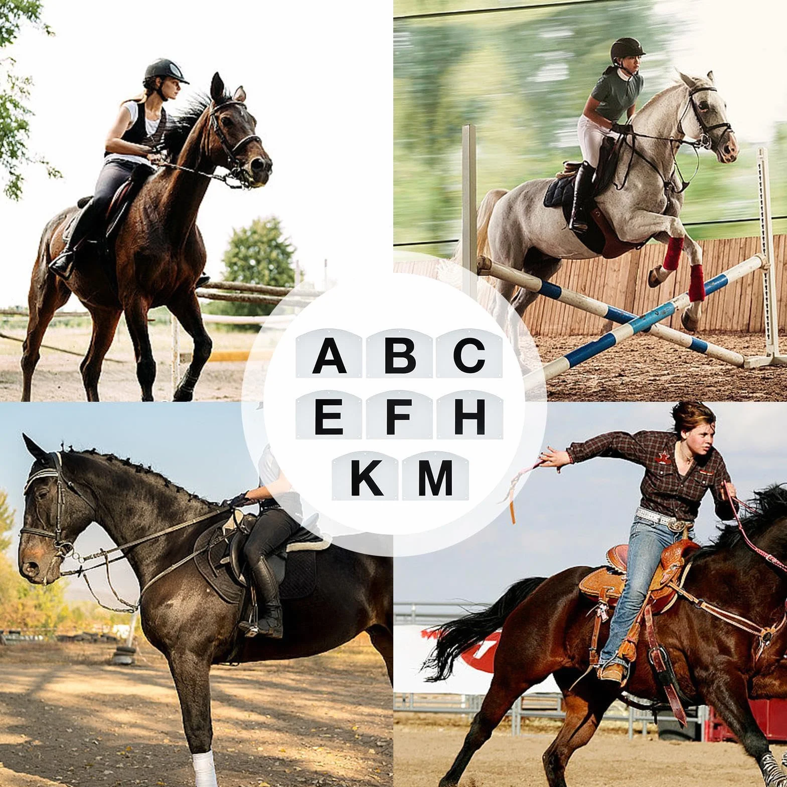 Genérico Marcadores Letras Clásica | 8 Paneles Entrenamiento Caballo Montaje Valla, 20x27cm | Letras Pista PP para Práctica Equitación | Placas Identificación Obstáculos para Jinetes