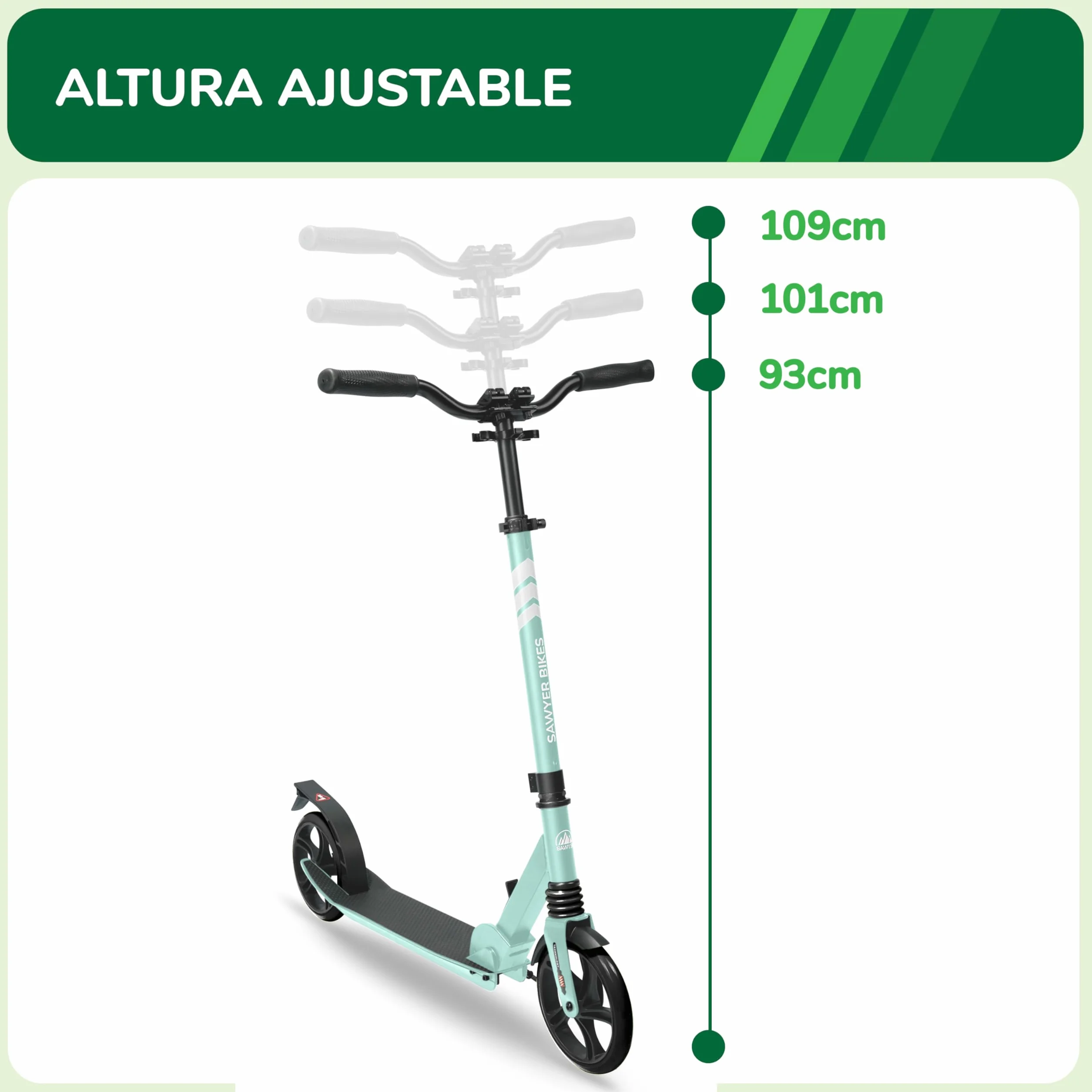 Patinete Ajustable con Suspensión para Niños +10 Años y Adultos