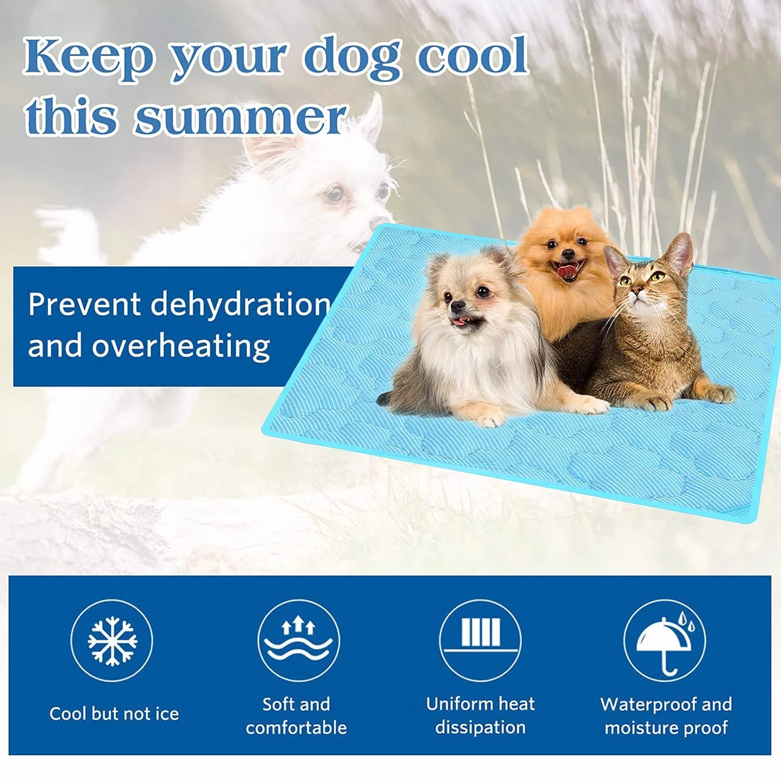 Alfombra Refrescante para Perro,100*70cm Colchon Mascotas para Verano,Enfriamiento para Camas de Mascotas,Plegable,Impermeable y Resistente a la Rotura,Mantener a Las Mascotas Frescas en Verano(XL)