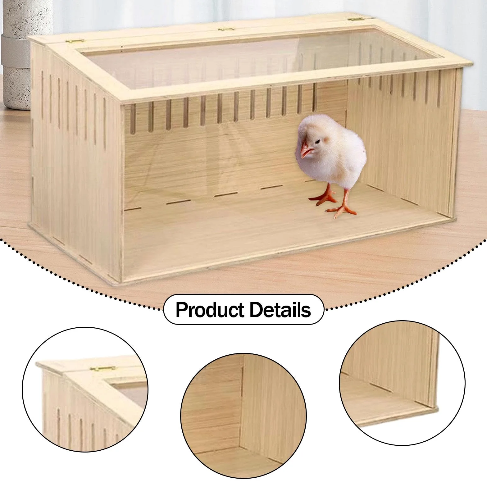 Jaula para Hámster Caja Nido de Madera Hábitat de Cría para Animales Pequeños Refugio con Ventilación Adecuada para Hámsters Ratones Erizos Cobayas Ch, Lados opacos 60cm