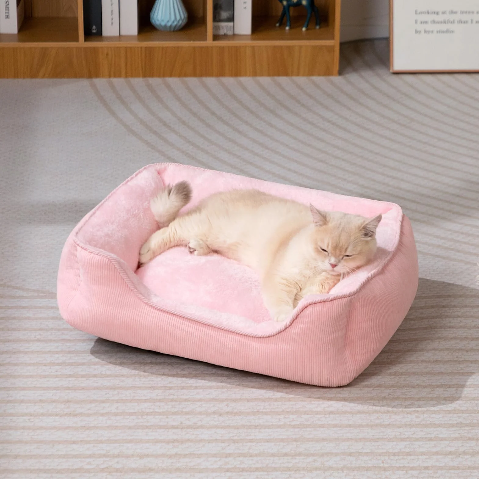 Hollypet Cama para Gatos y Cachorros, Nido para Gatos y Perros Pequeños, Cama Cojín Suave & Transpirable para Dormir para Mascotas, Rosa (50 * 45 * 15cm)