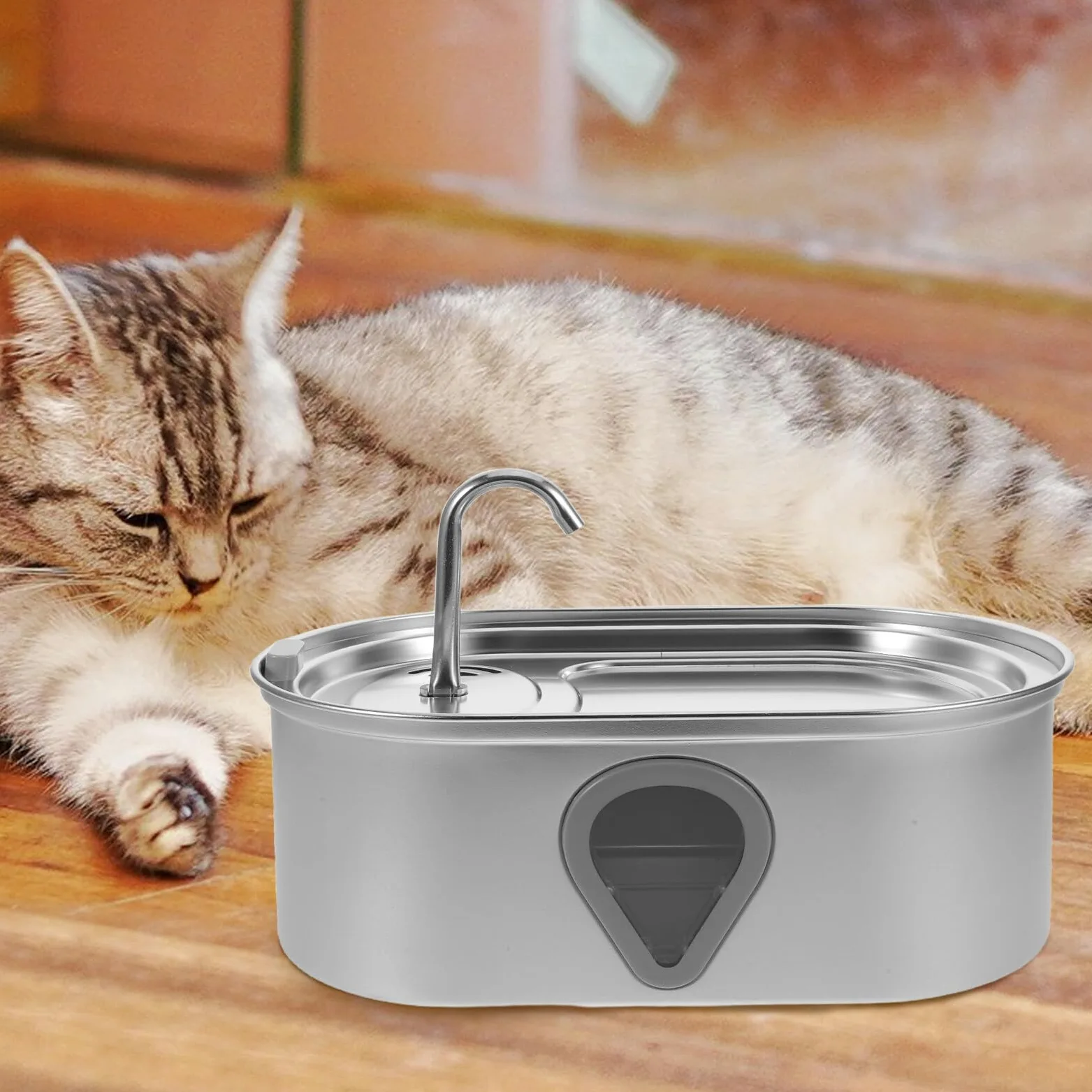 TOYANDONA Bebedero Automático para Gatos de Bebedero de Acero Inoxidable para Interiores Dispensador de Agua Recarga Automática por USB Adecuado para Perros y Gatos Pequeños