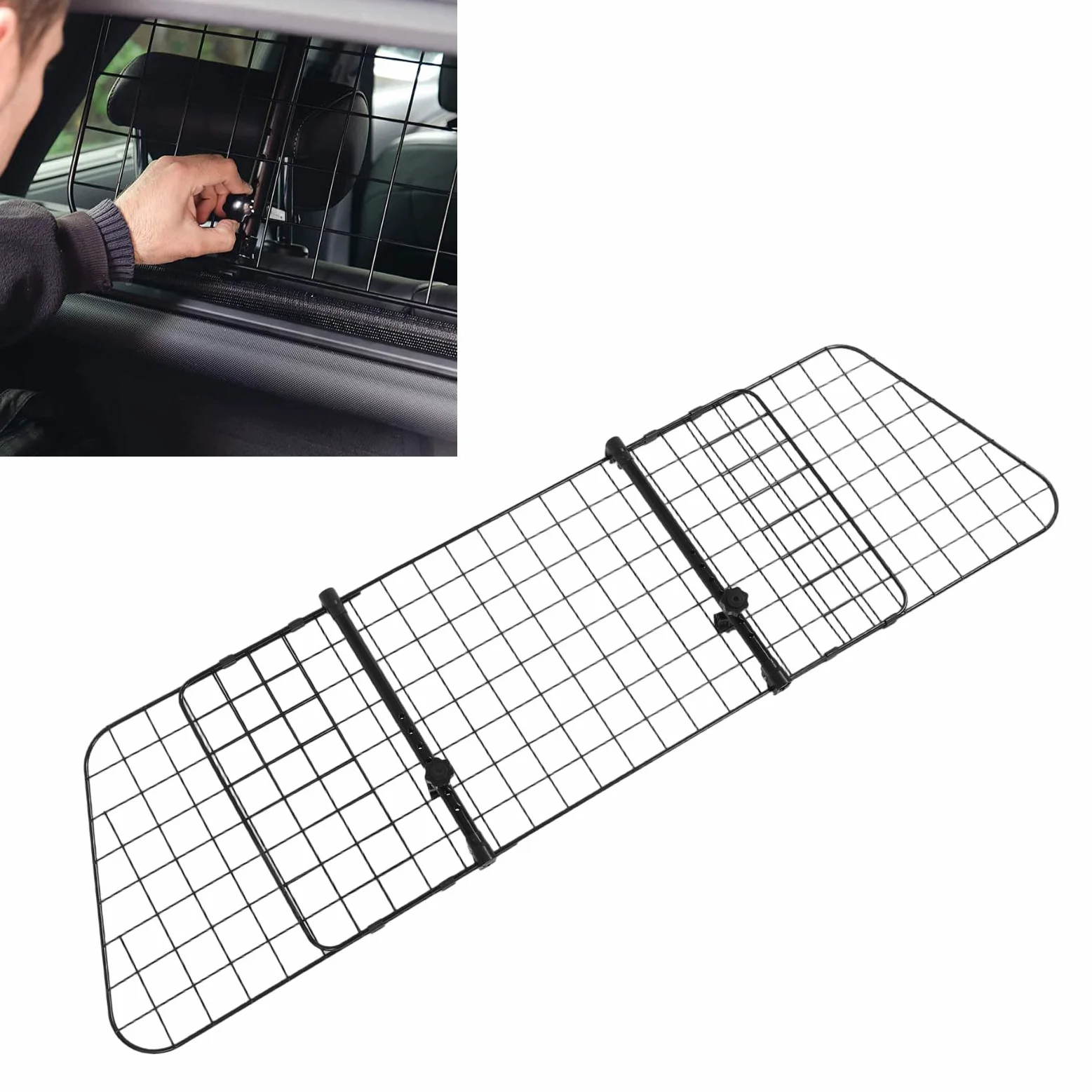 Barrera de Coche para Perros para SUV, Malla de Alambre Ajustable y Resistente, Divisor para Mascotas, Ajuste Universal, Asiento Trasero, Separador de Perros, Red Protectora para Maletero,