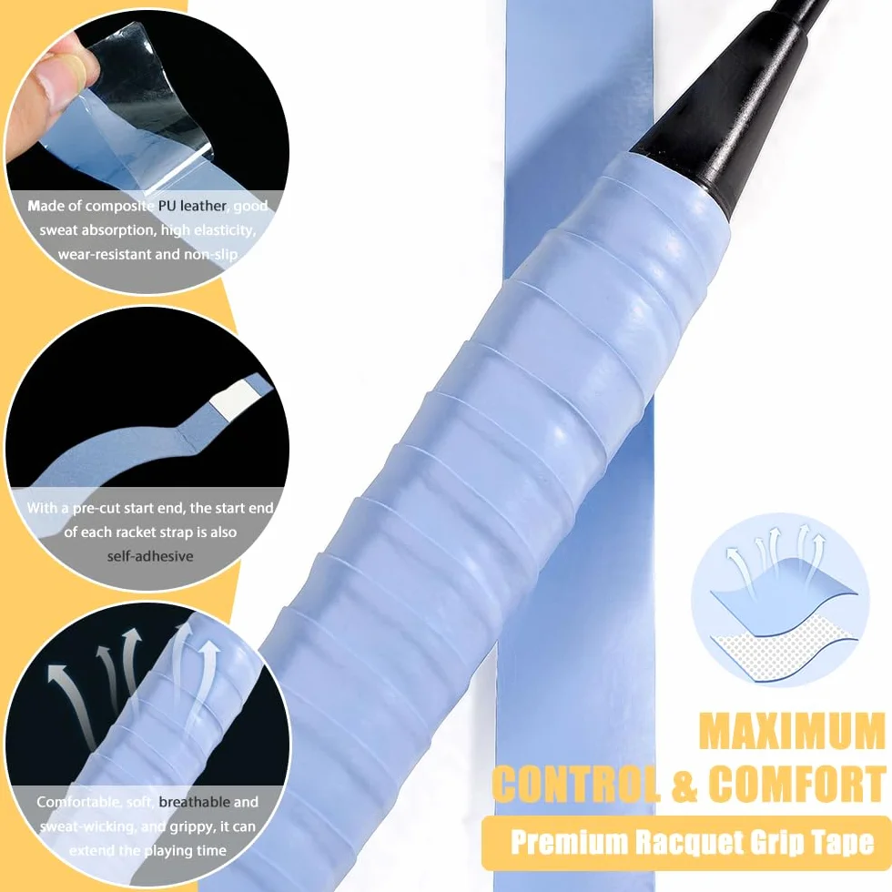 Empuñadura de Raqueta de Repuesto Overgrip Antideslizante Mango Absorbente Perforado para Tenis/Bádminton/Squash
