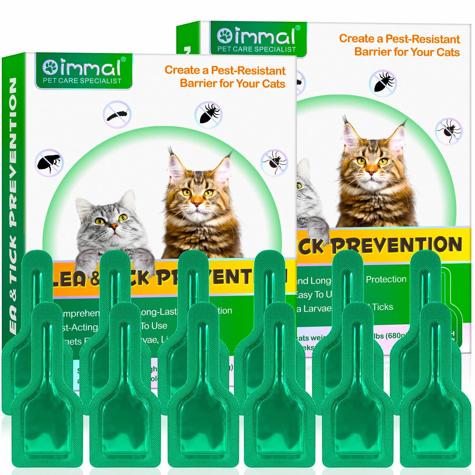 Fllea Y Garrapatas Protección para Gatos Y Gatos, Gotas Naturales para Desparasitar Gatos,2 x 6 Pipetas Fllea- Y Protección contra garrapatas, Fórmula de Extracto de Garras Segura Fórmula Fórmula de