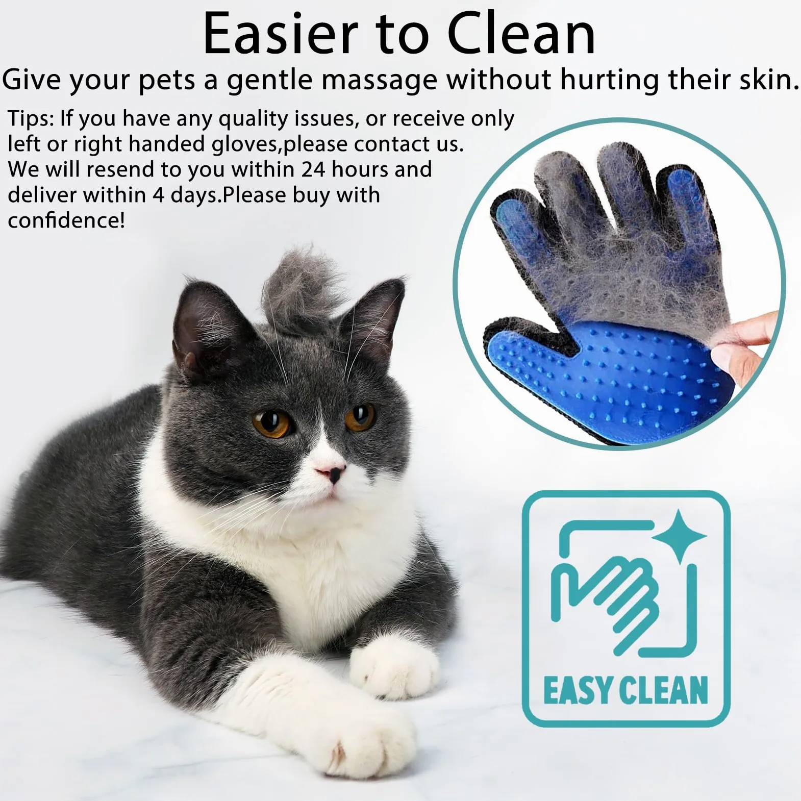 Cepillo de guante de aseo para gatos, herramienta para quitar pelo de mascotas, removedor de pelo de perro reutilizable para alfombras, muebles, sofá, ropa, ecológico y de alta eficiencia