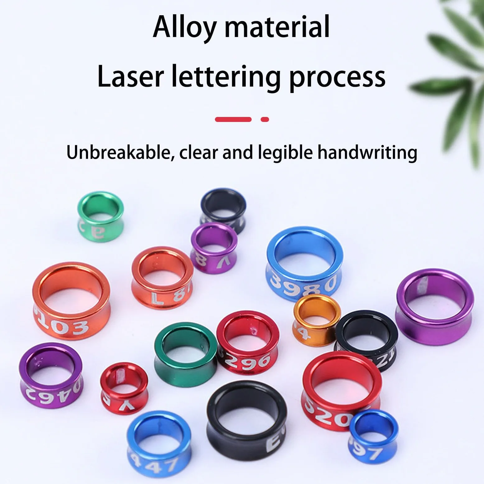 Anillos de identificación de aves para patas, bandas numeradas de aleación de aluminio para pinzas, 50 unidades