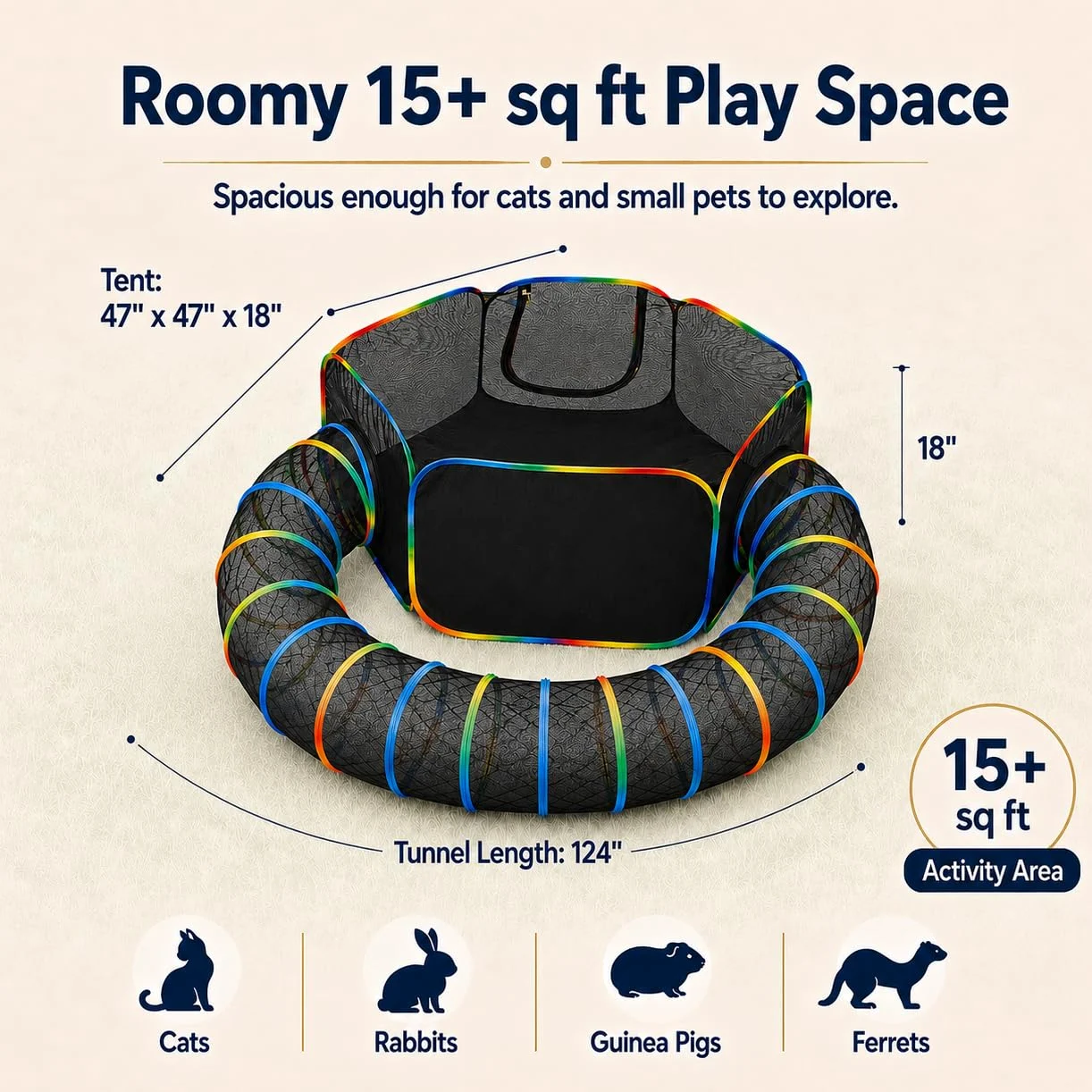 Recintos para gatos arcoíris al aire libre, casa exterior para gatos de interior, incluye tienda de campaña portátil, túnel circular para gatos, gatitos y animales pequeños, dentro de bolsa