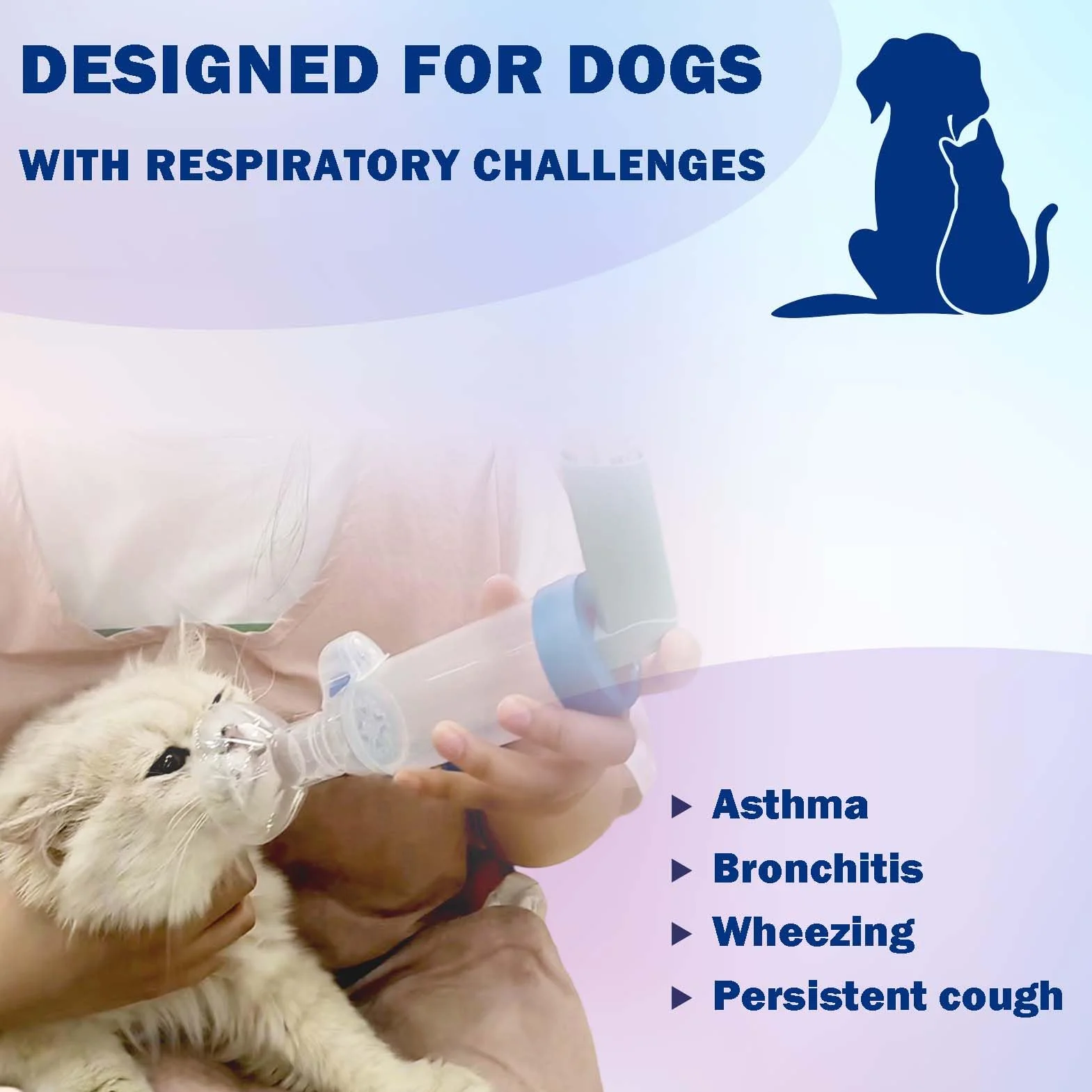 cámara de inhalación para Gatos o Perros con máscaras de 2 tamaños, cámara de Aerosol con indicador de Flujo de respiración, Compatible con Cualquier MDI