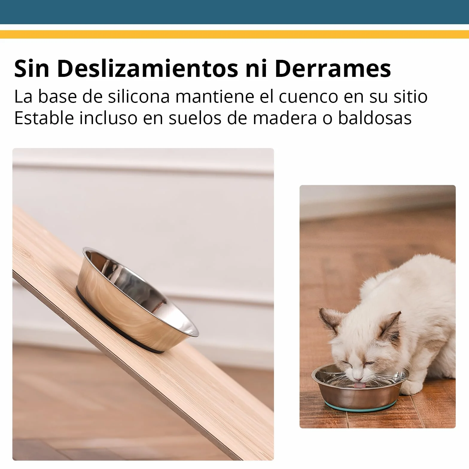 PEGGY11 Comederos para Perros de Acero Inoxidable, Cuencos Antideslizantes con Base de Silicona, 1440 ml, Pack de 2, para Perros Grandes