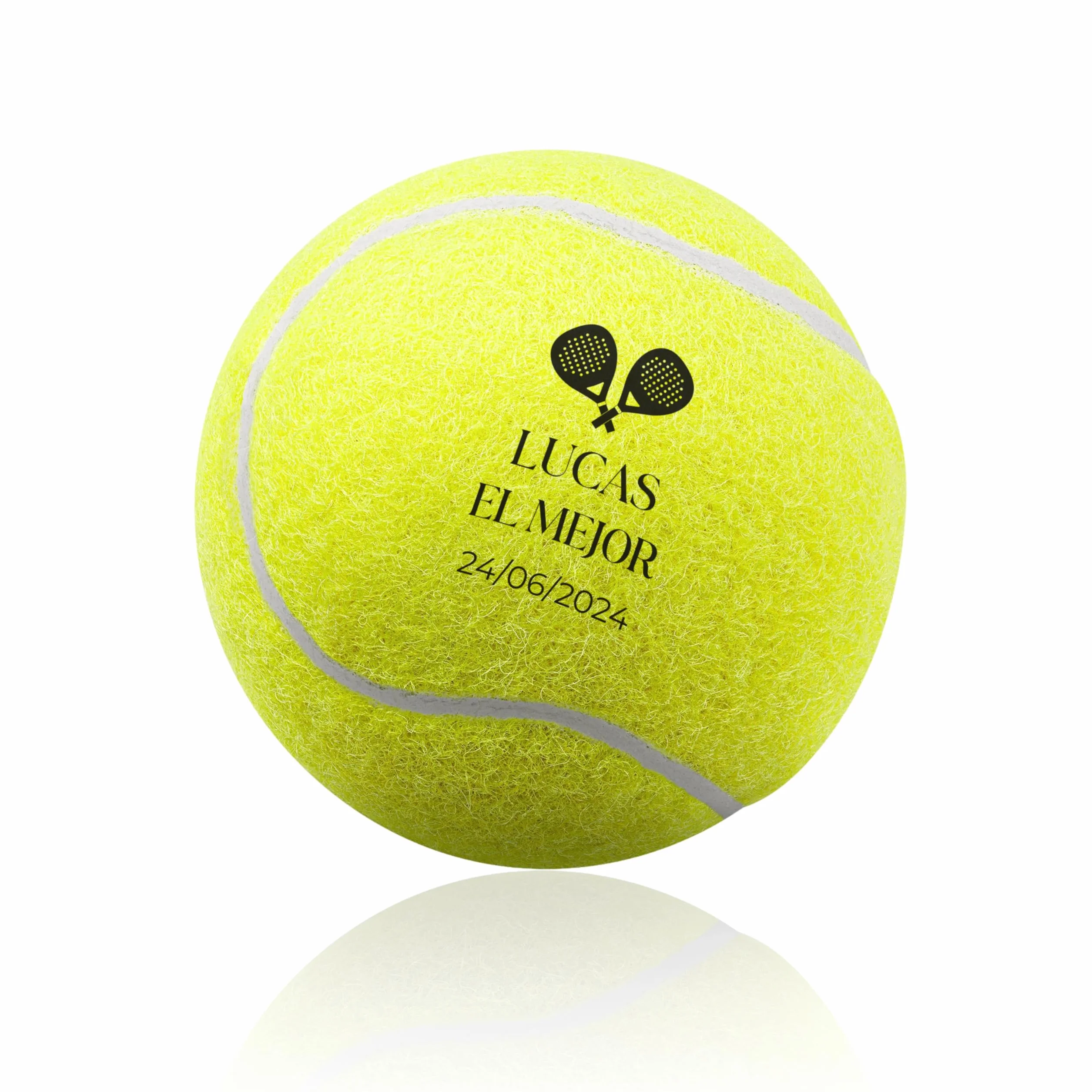 Personalizada Pelota de Tenis y Pádel Amarillo Rosa con Nombre