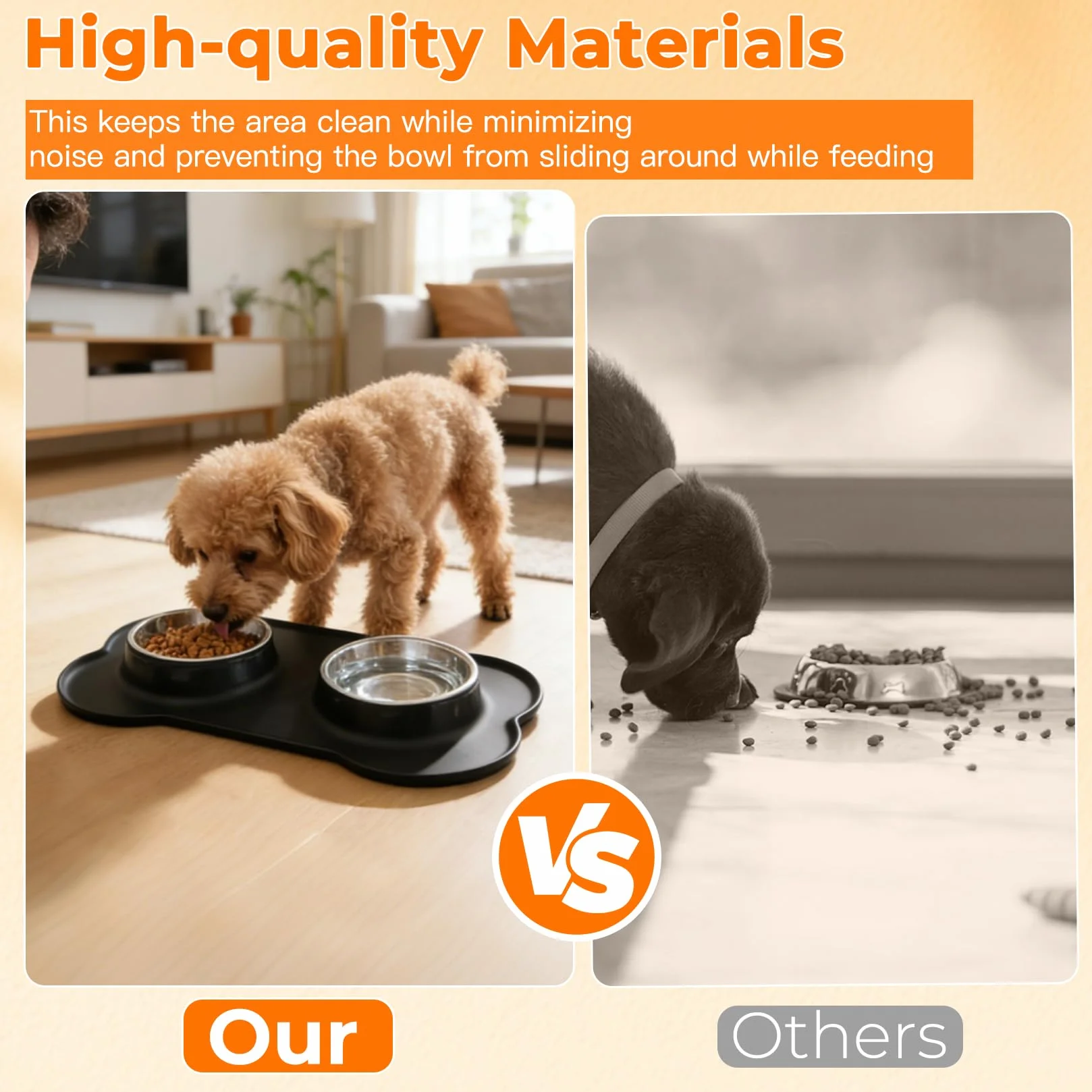 2 PcsComedero Perro Pequeño, Comedero Gatos, Comedero y Bebedero Perros Antigoteo, Comederos Bebedero para Gatos Perros Mascotas de Acero Inox, con Base de Silicona Antideslizante (S 36 x 21 cm)
