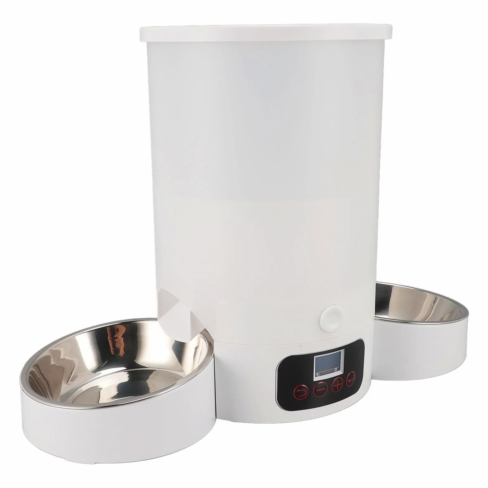 Comedero Automático para Gatos con Cuenco Doble de Acero Inoxidable, Capacidad de 3 litros, Ideal para Perros y Gatos, Fácil de Limpiar y Alimentación Programada Inteligente (Blanco)