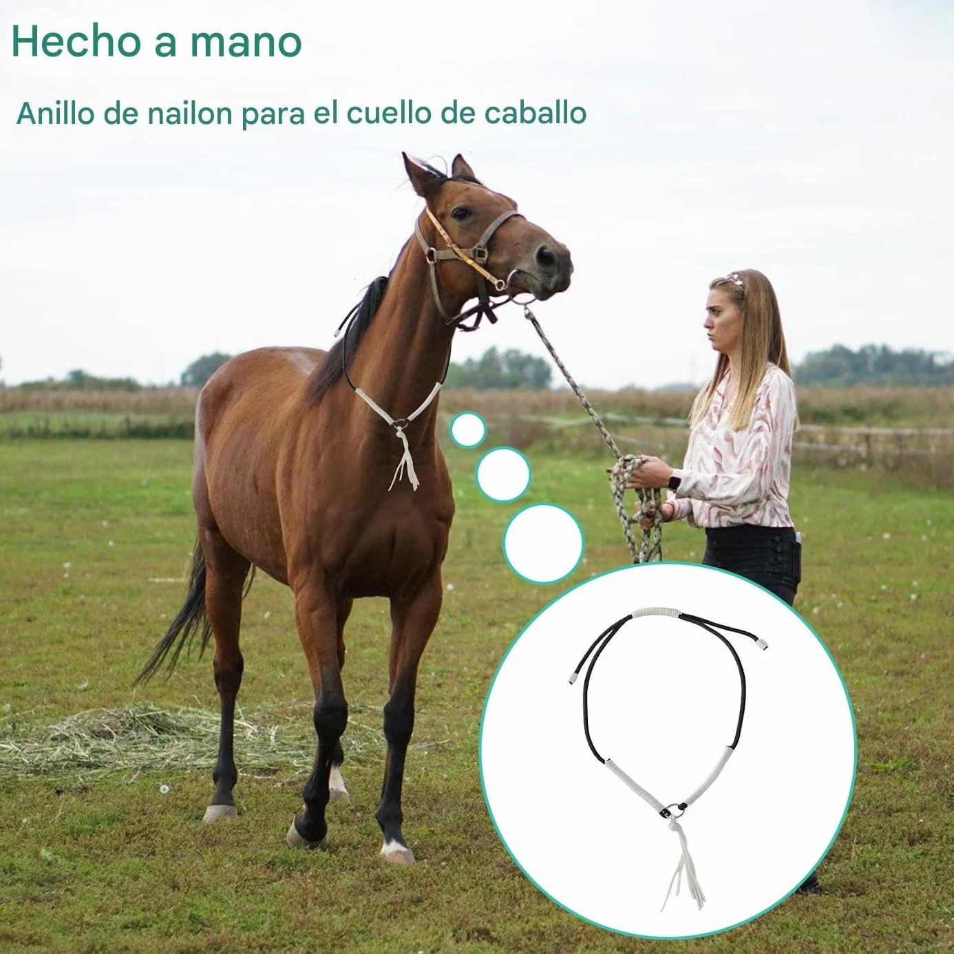 Riendas De Caballo Estilo Western | Pretal para Caballos | Cabezada Tejida a Mano con Flecos Ayuda para la Obediencia de Jinete y Espectáculos Ecuestres en Clubes Hípicos