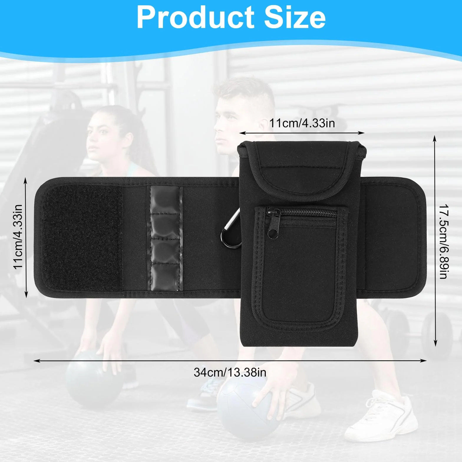 Bolsa magnética para gimnasio con compartimentos para botella de agua y teléfono
